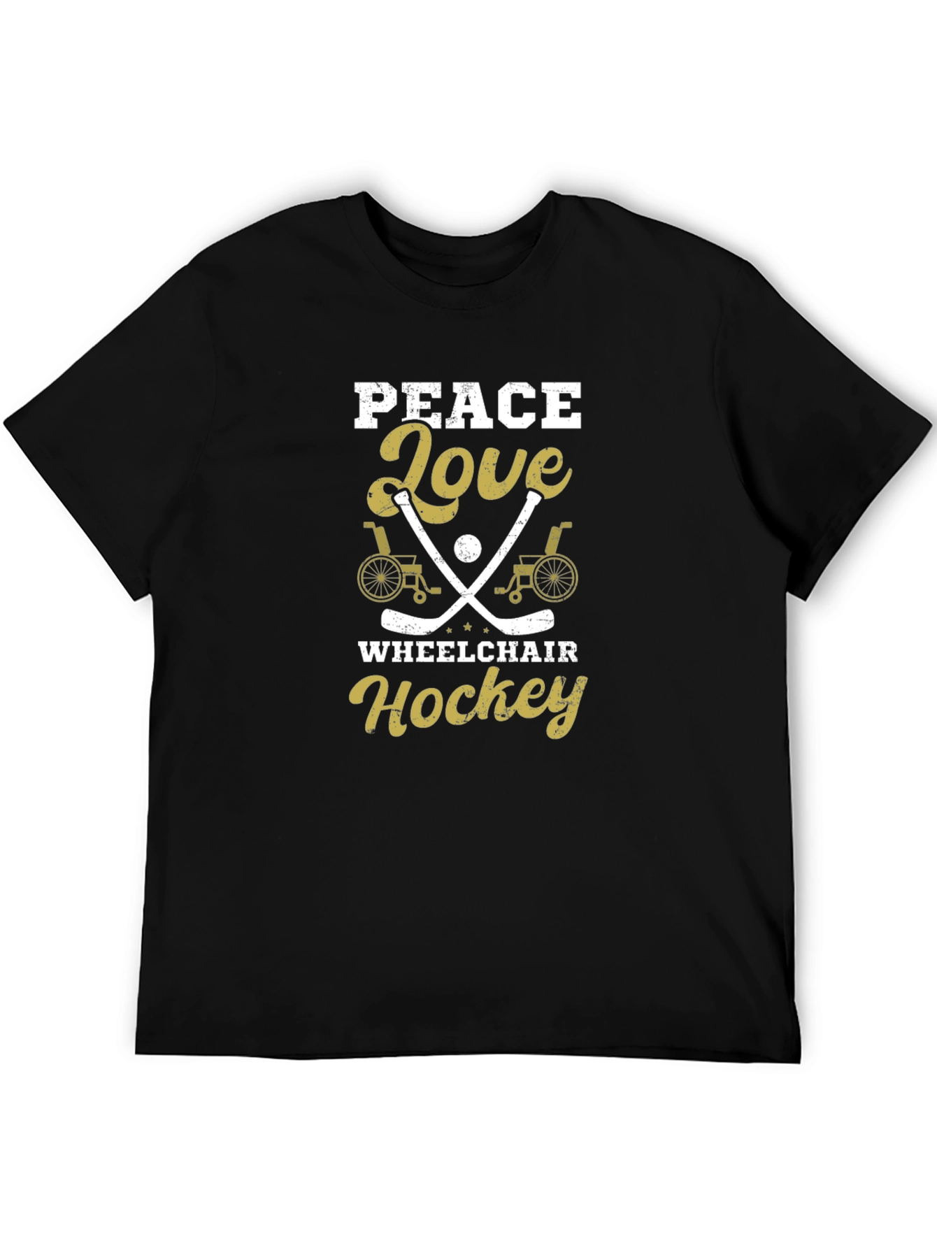Peace Love Wheelchair Hockey Graphic T-Shirt