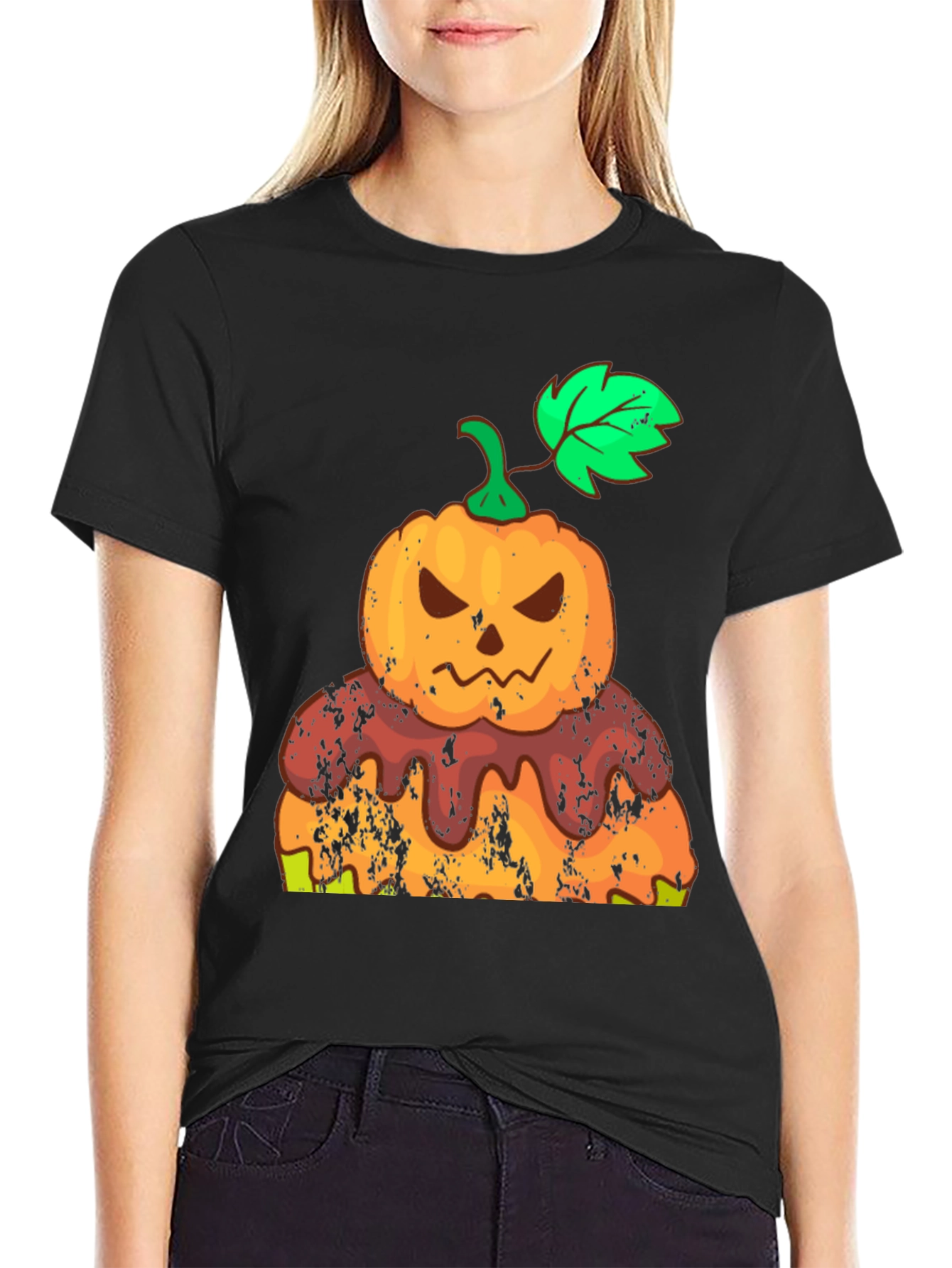 Halloween Pumpkin Cake Black T-Shirt