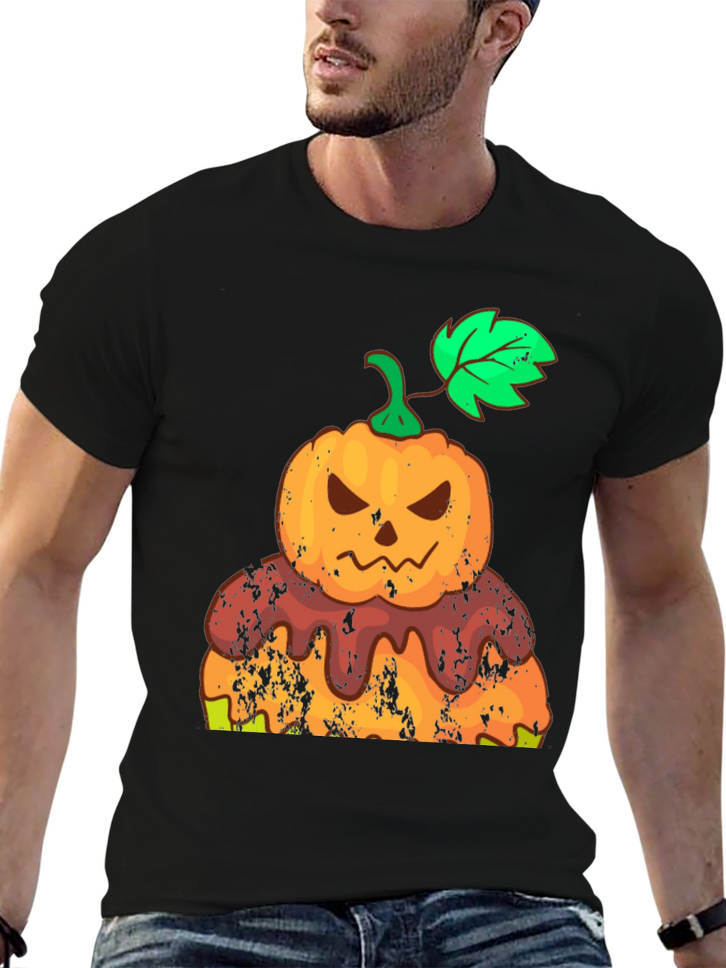 Halloween Pumpkin Cake Black T-Shirt