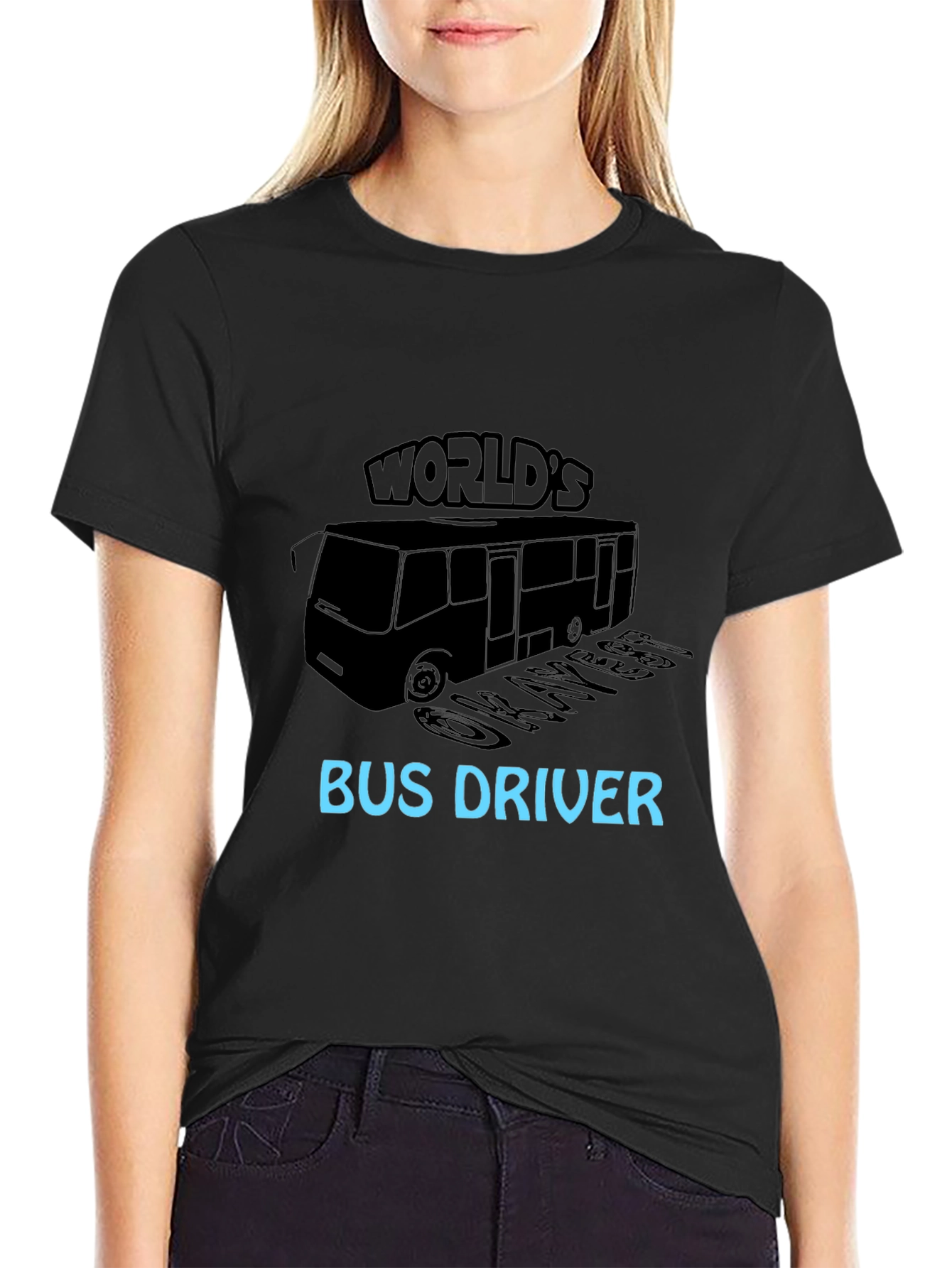 Worlds Okayest Bus Driver Black T-Shirt