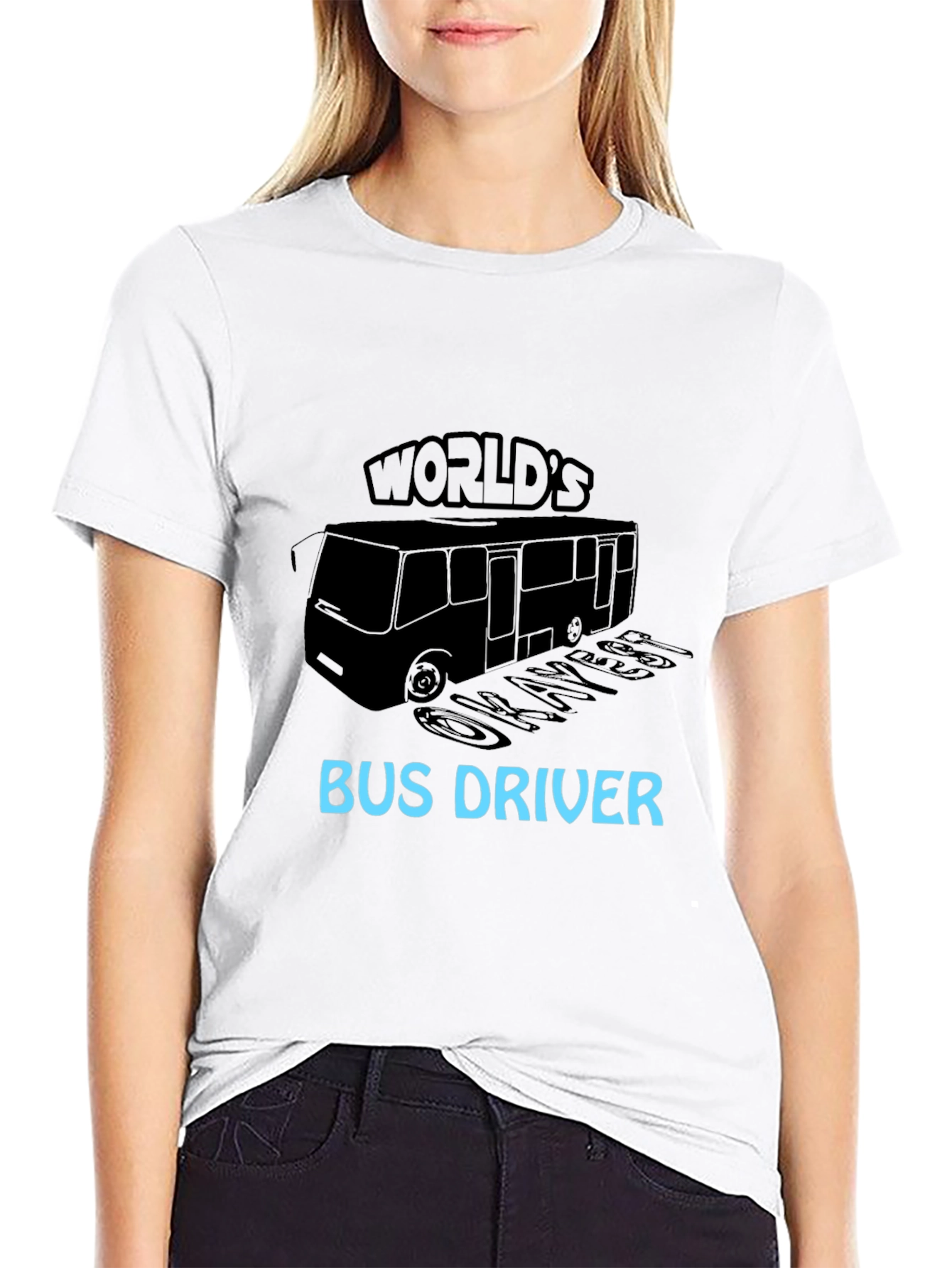 Worlds Okayest Bus Driver Black T-Shirt