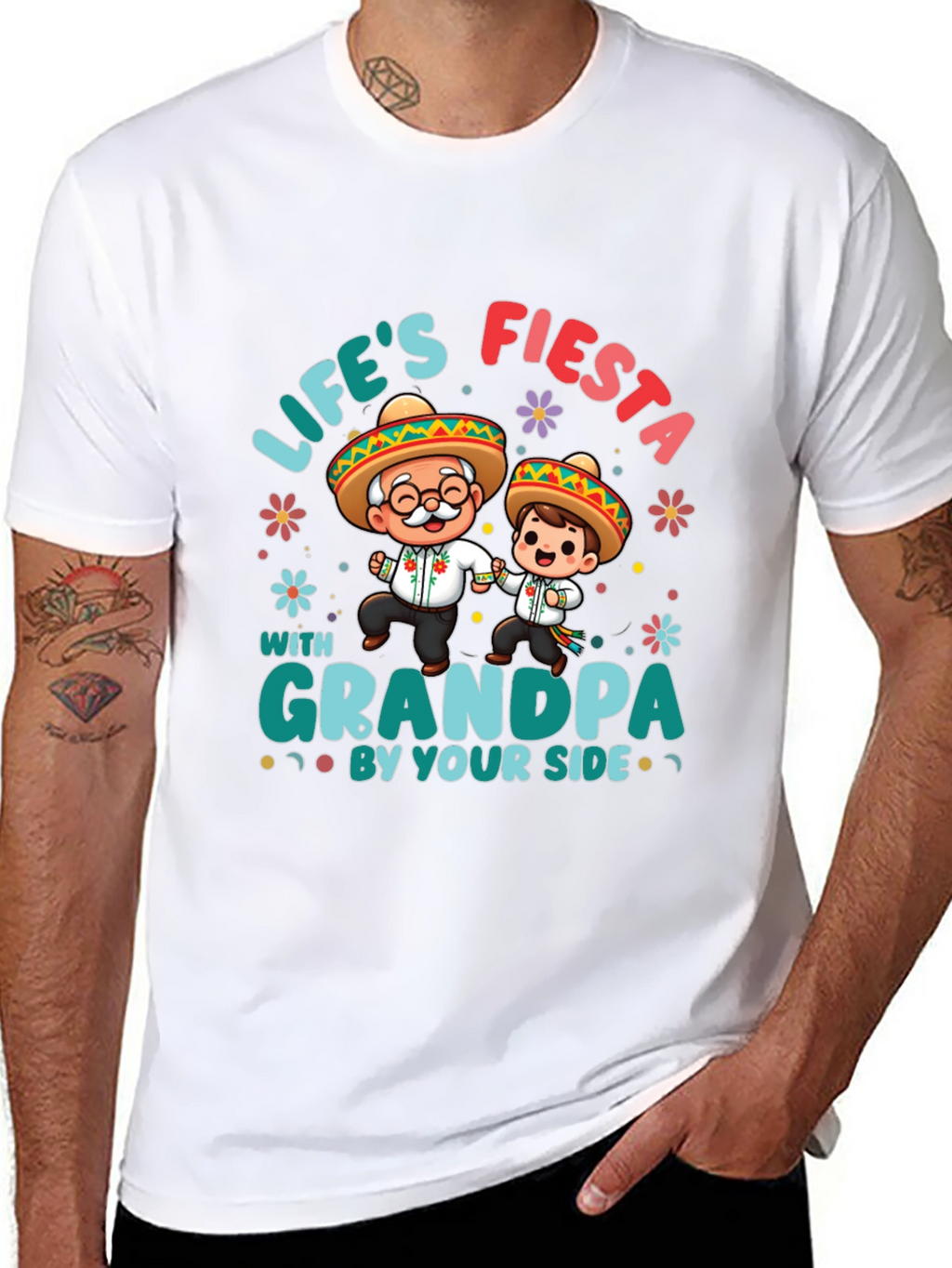 Lifes Fiesta with Grandpa Black T-Shirt