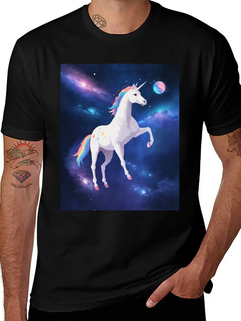 Unicorn Galaxy Black T-Shirt