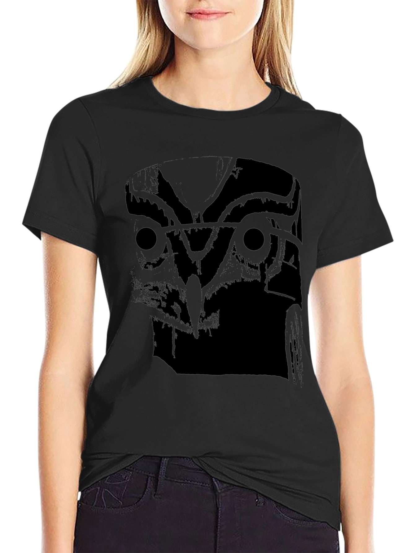 Mens Black Owl Graphic T-Shirt