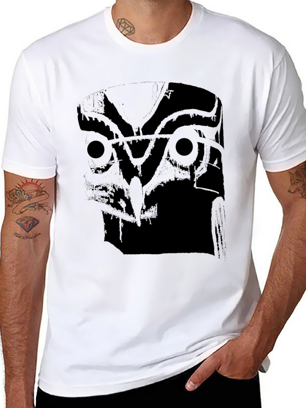 Mens Black Owl Graphic T-Shirt