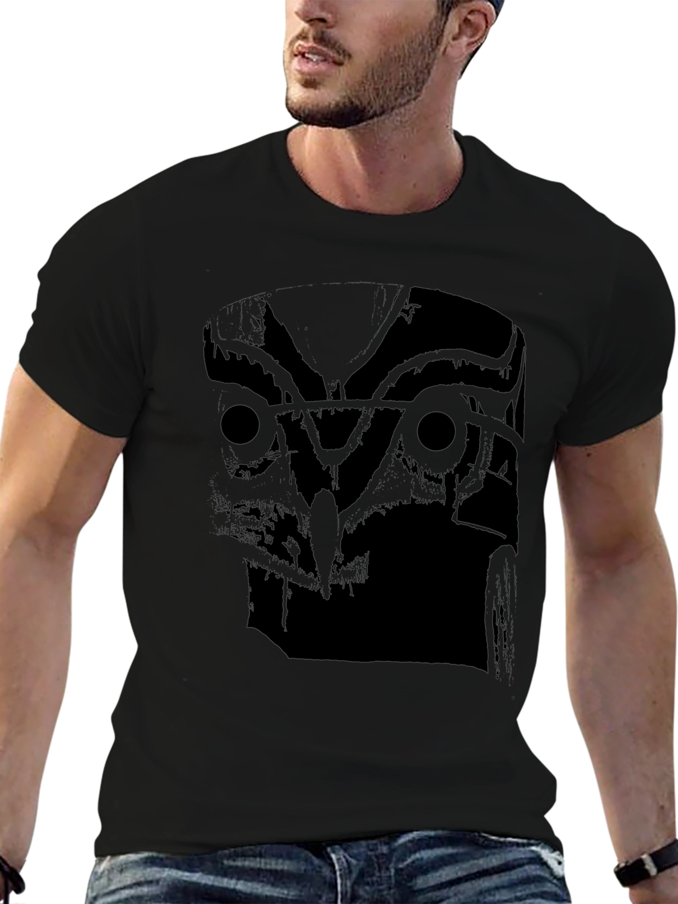 Mens Black Owl Graphic T-Shirt