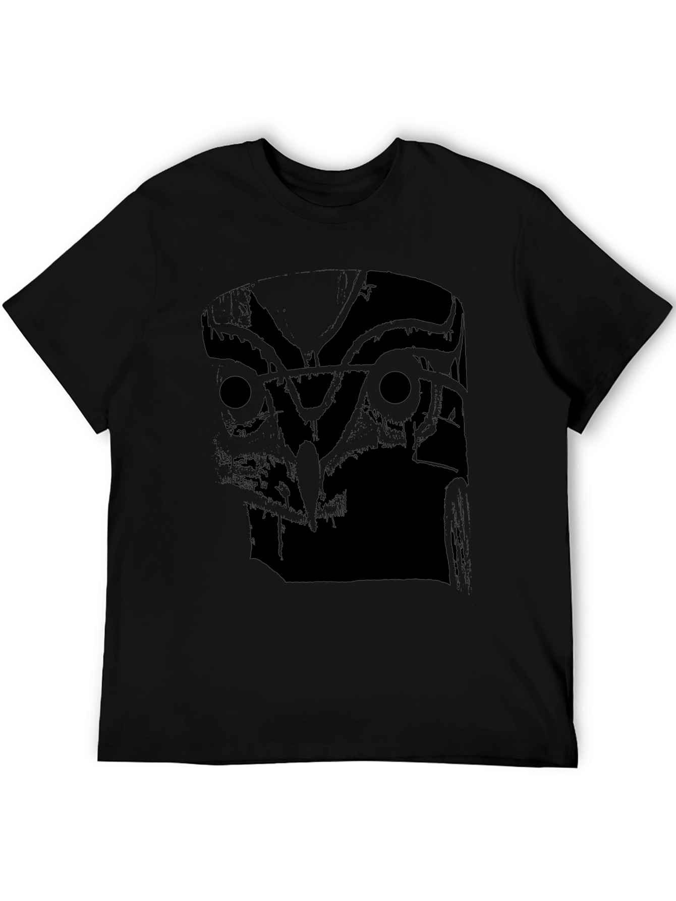 Mens Black Owl Graphic T-Shirt