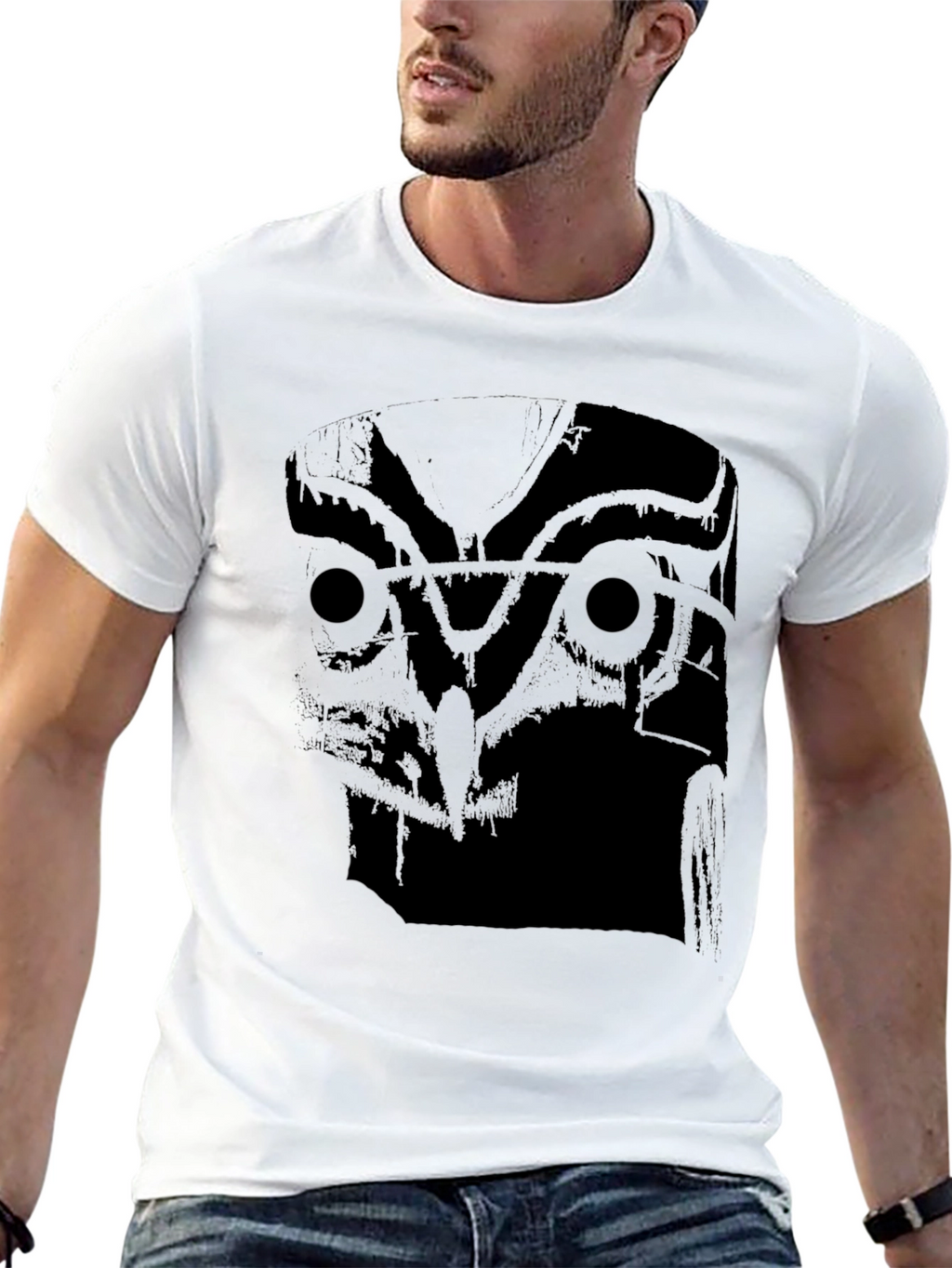 Mens Black Owl Graphic T-Shirt