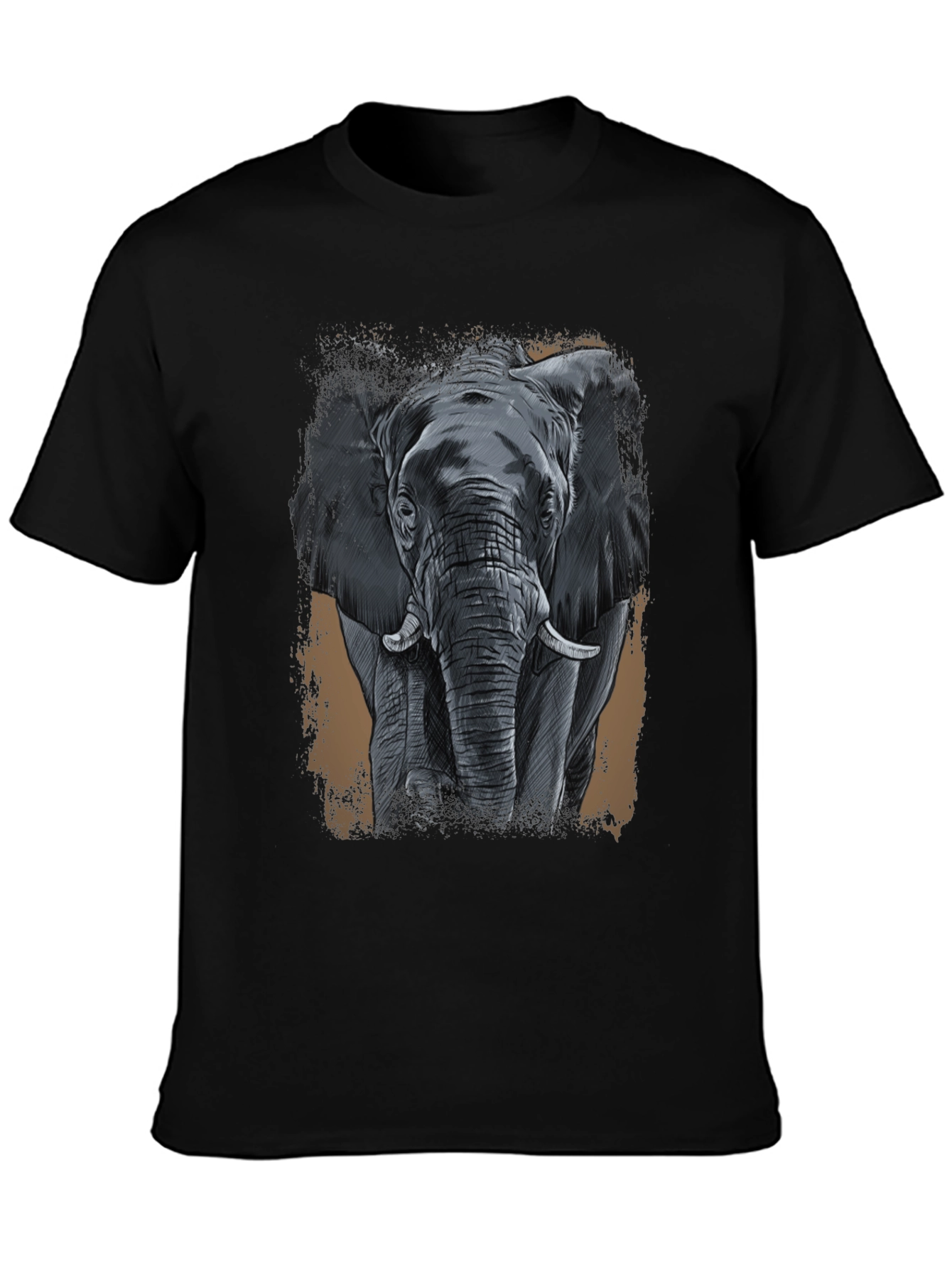 Elephant Graphic Print Black T-Shirt