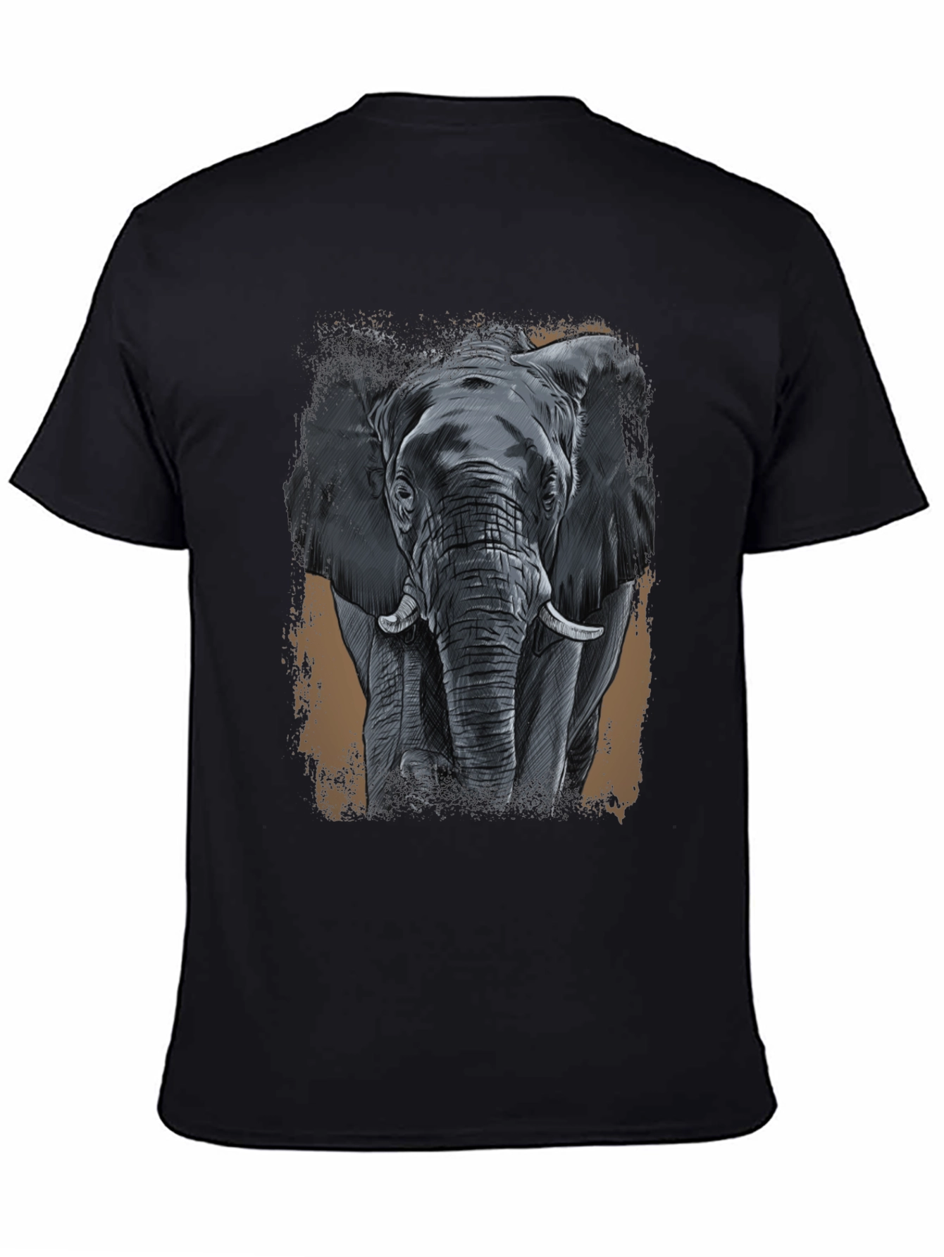Elephant Graphic Print Black T-Shirt