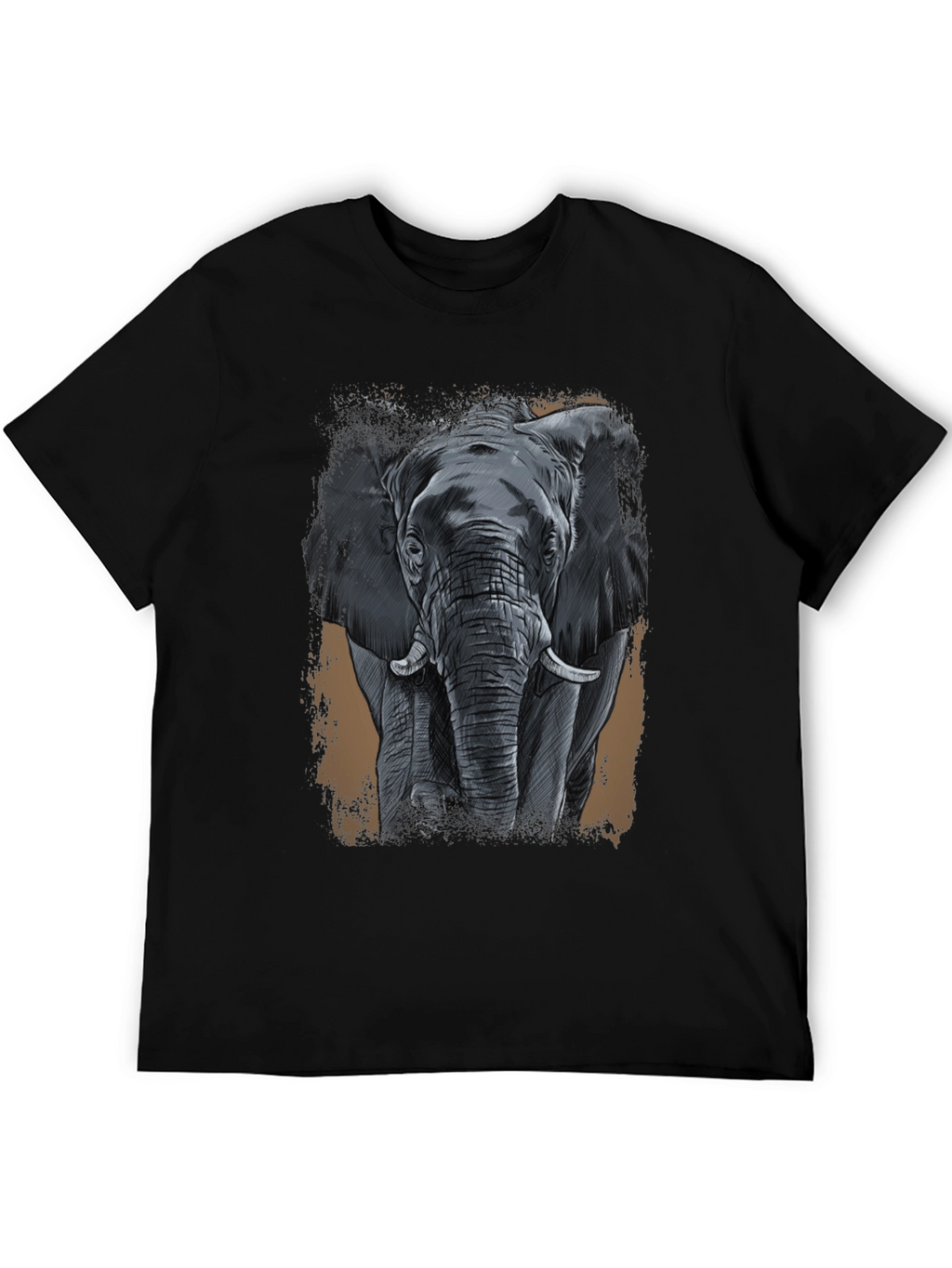 Elephant Graphic Print Black T-Shirt