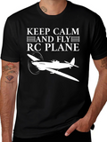 Keep Calm and Fly RC Plane Black T-Shirt