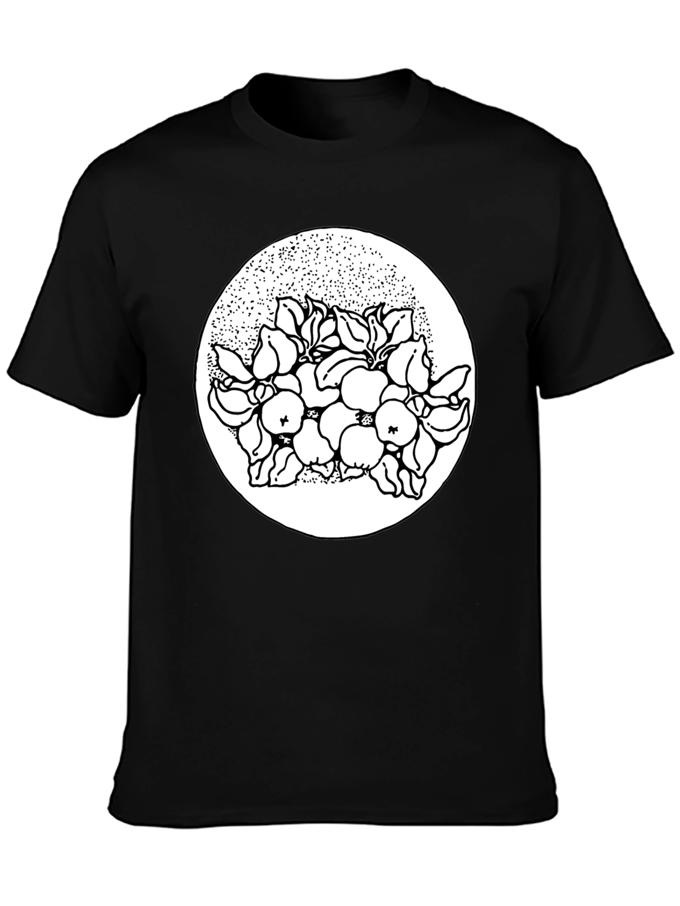 Black Tee with Floral Print Design