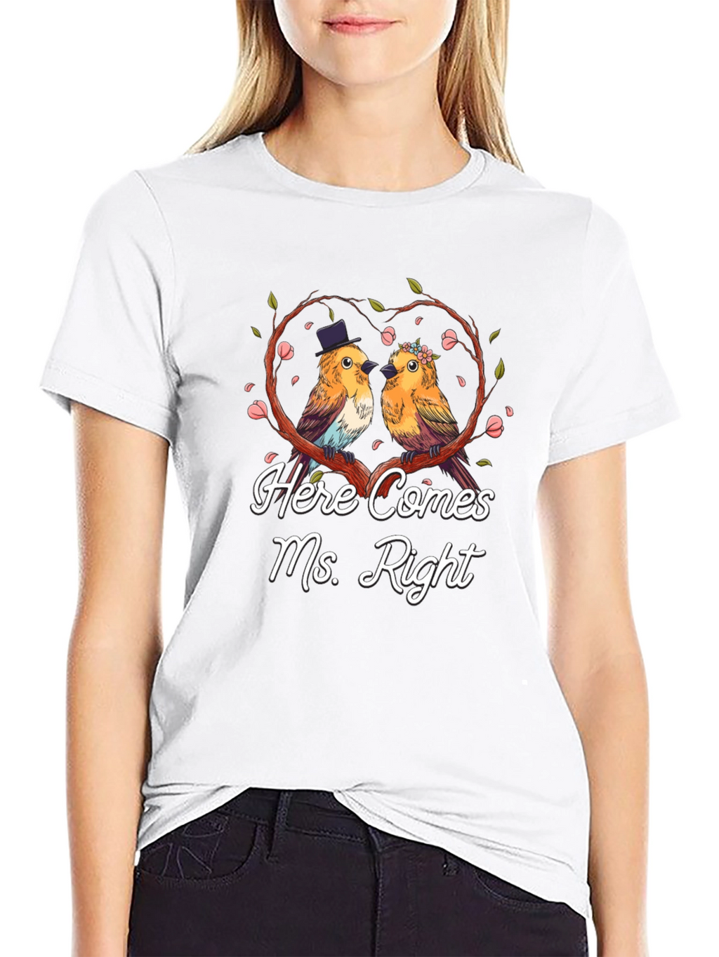 Here Comes Ms. Right Bird Couple T-Shirt