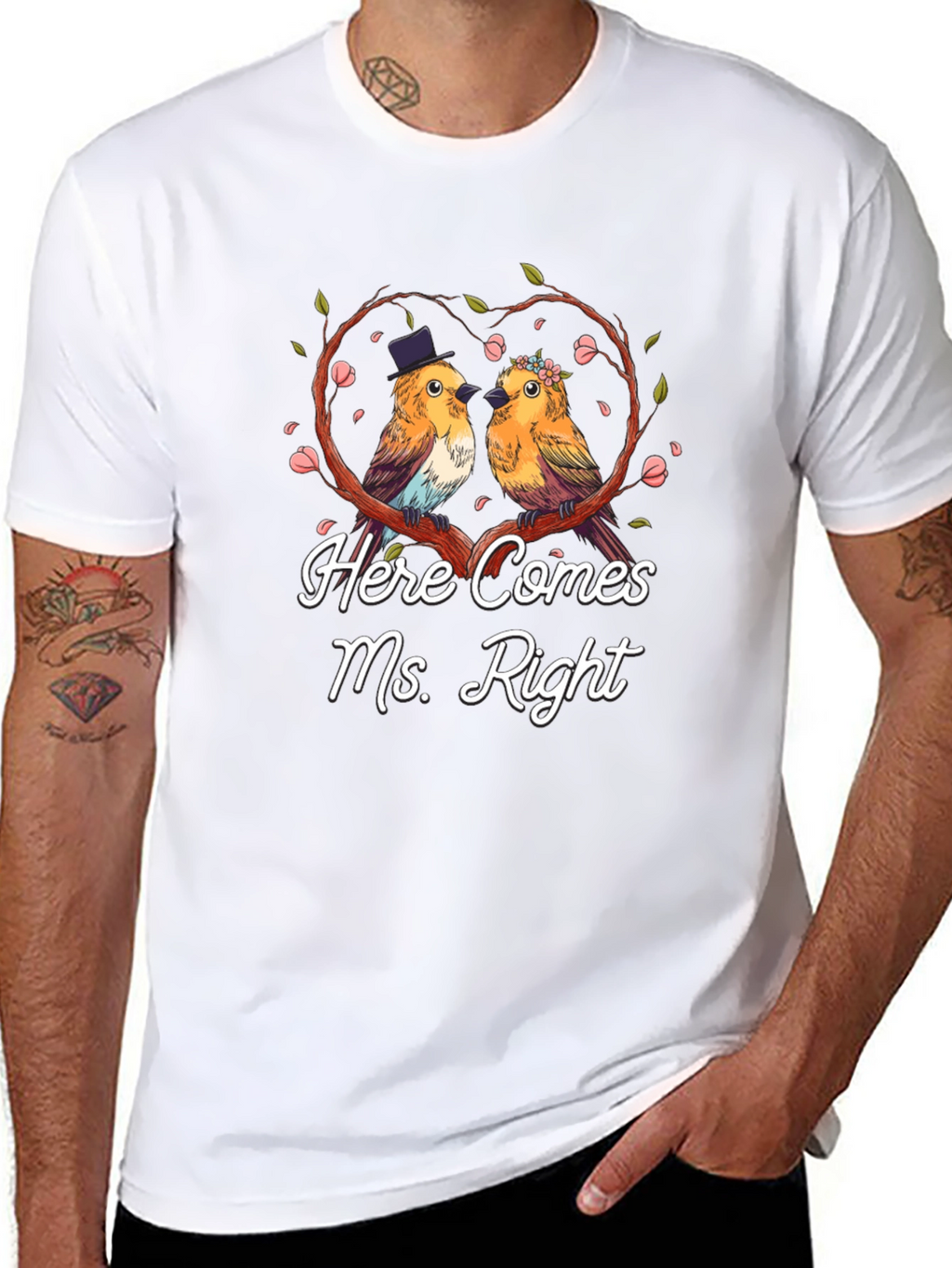 Here Comes Ms. Right Bird Couple T-Shirt