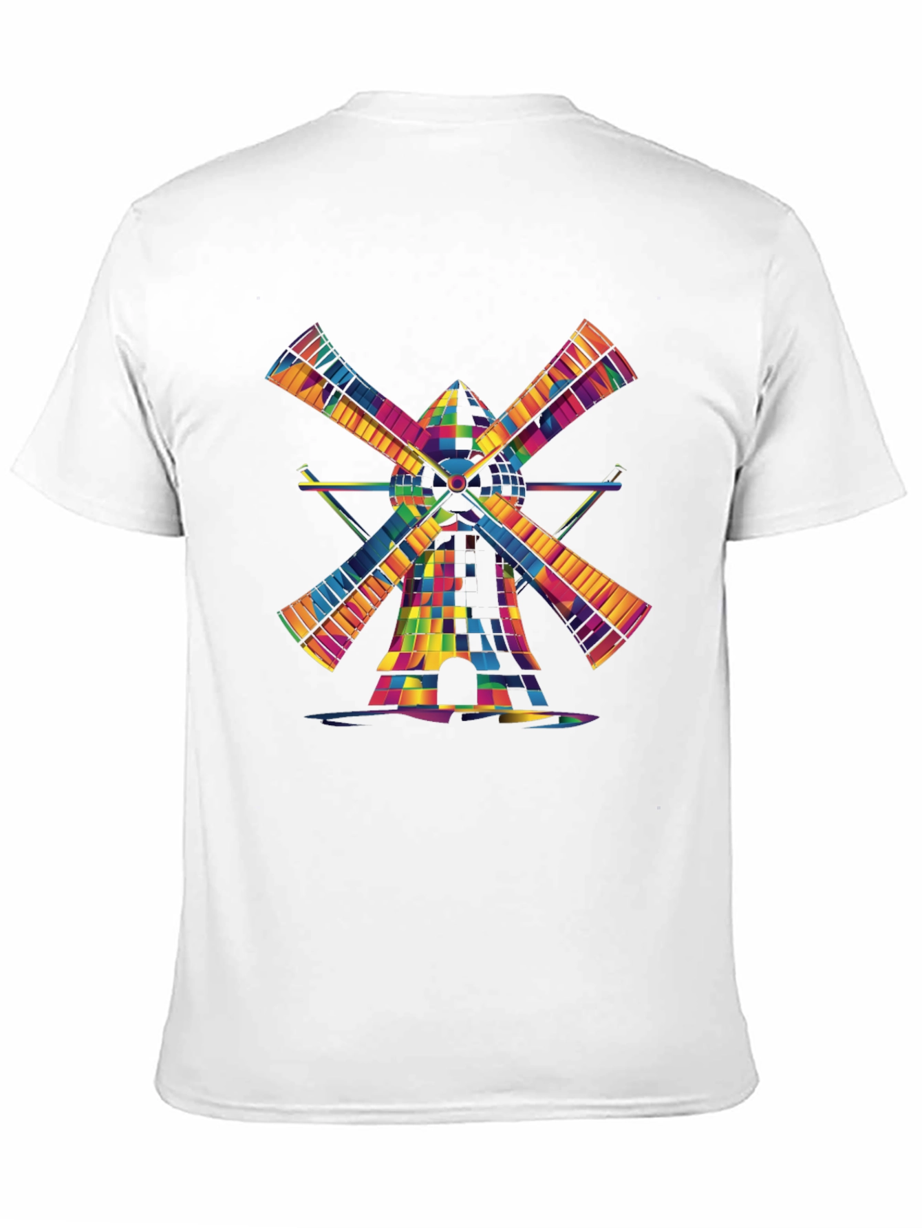 Vibrant Windmill Graphic T-Shirt - Black