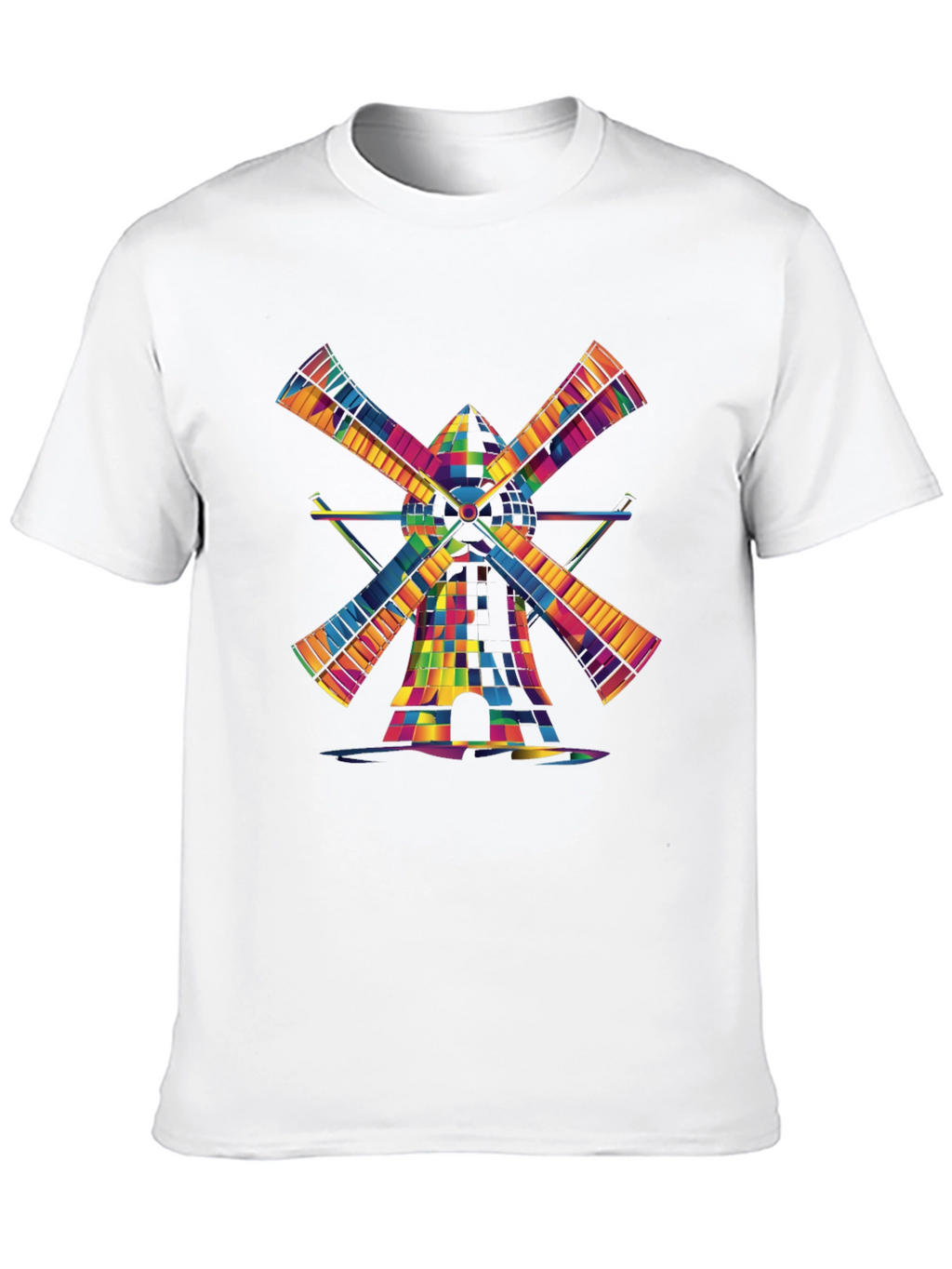 Vibrant Windmill Graphic T-Shirt - Black
