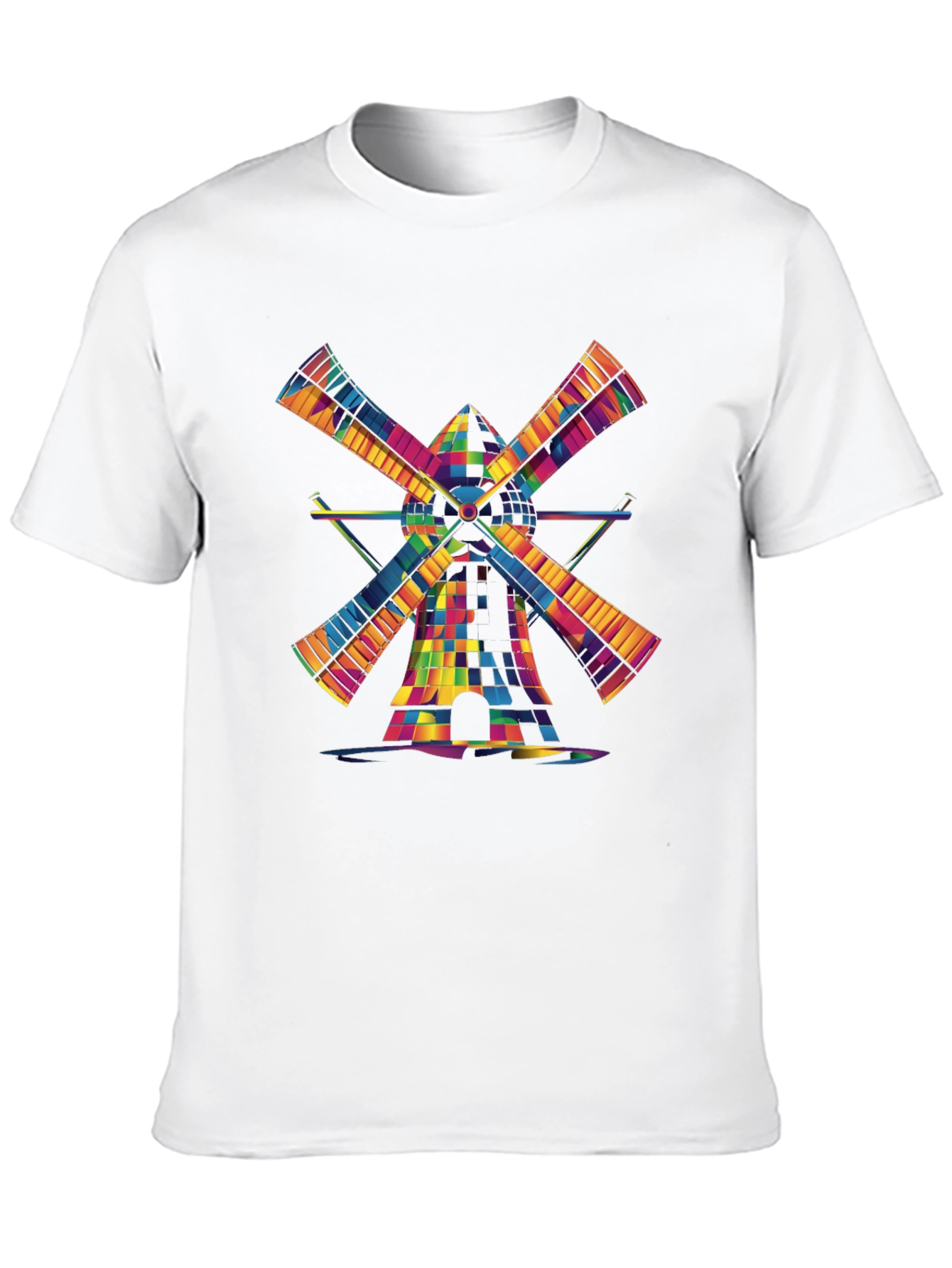 Vibrant Windmill Graphic T-Shirt - Black