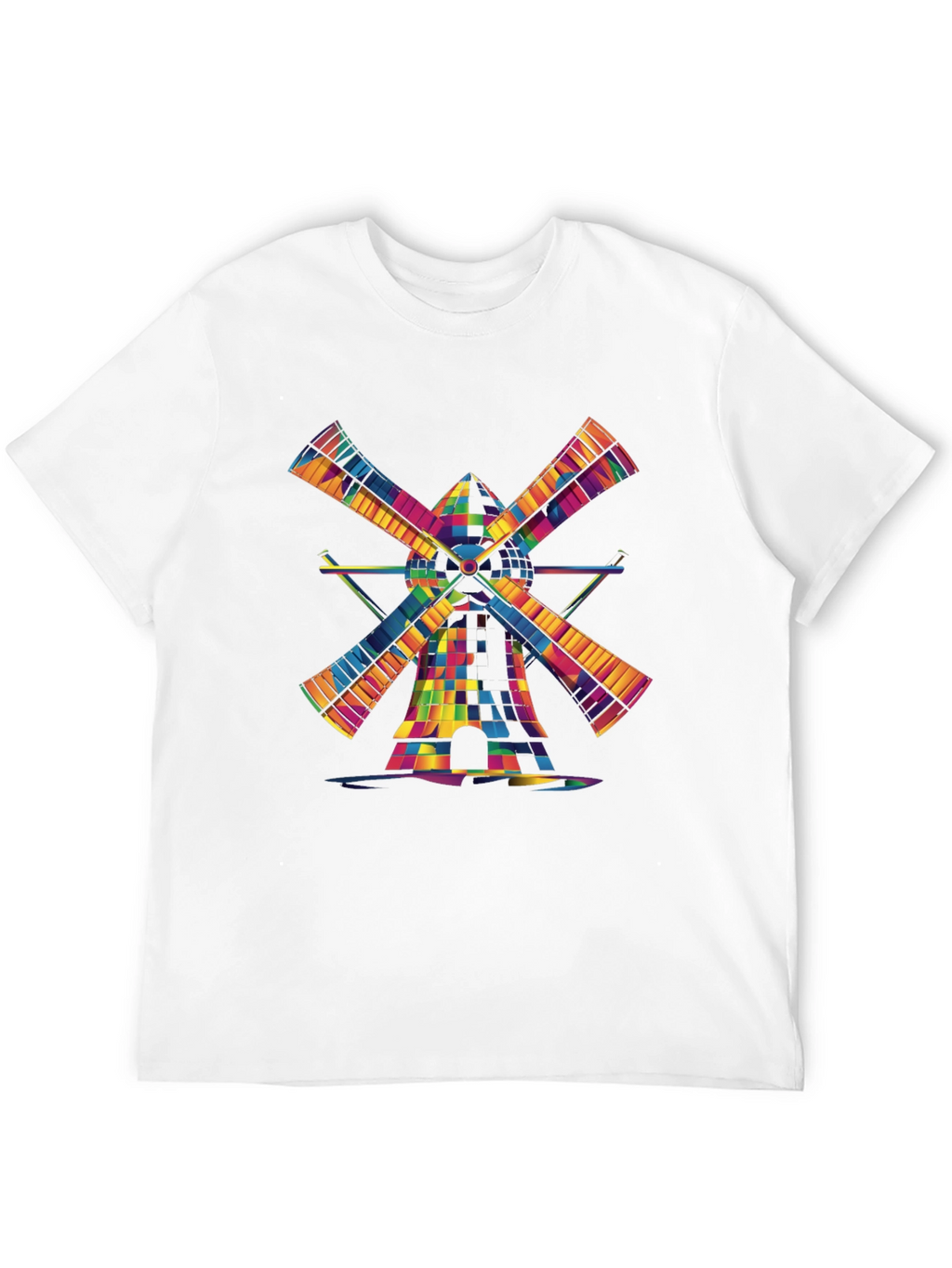 Vibrant Windmill Graphic T-Shirt - Black