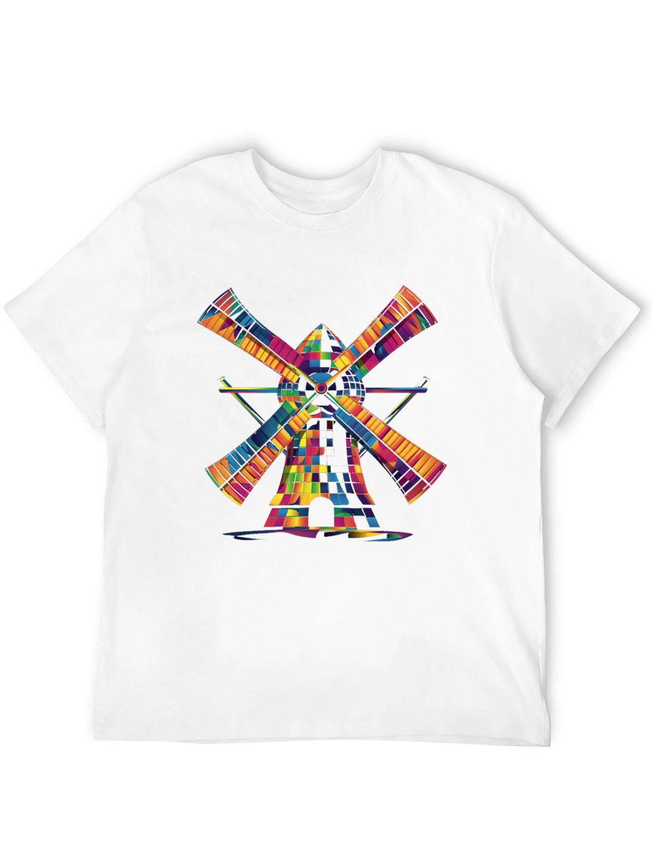 Vibrant Windmill Graphic T-Shirt - Black