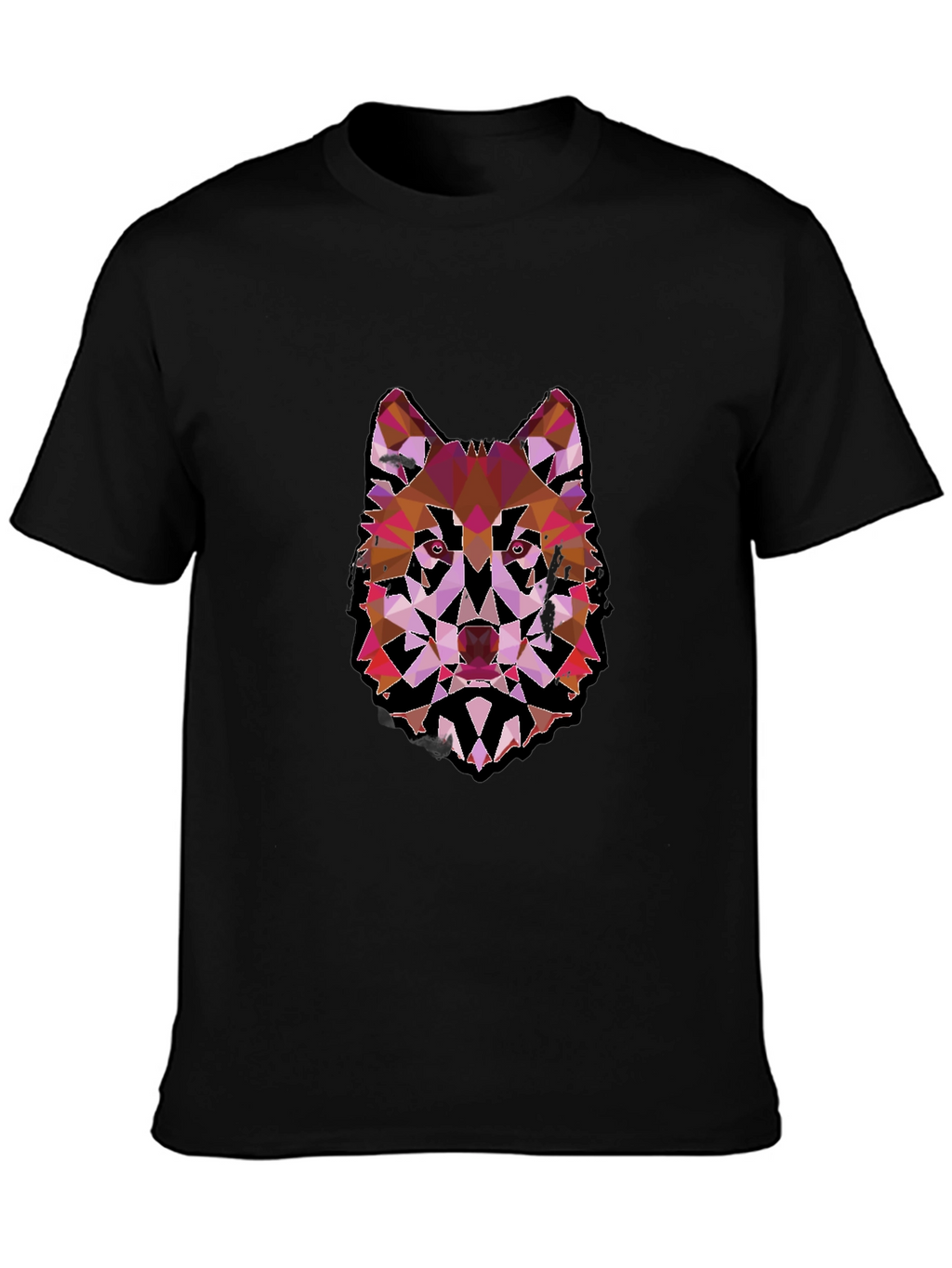 Geometric Wolf Graphic Black Tee