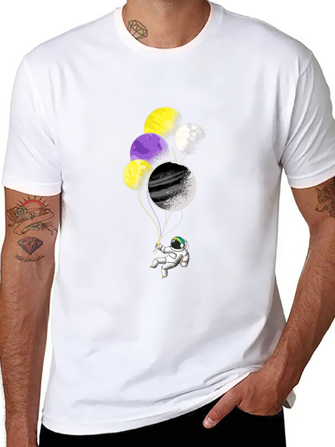 Astronaut Balloons Graphic T-Shirt