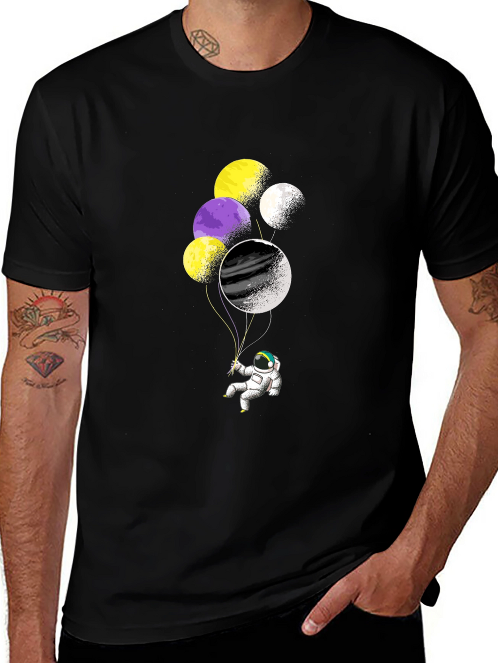 Astronaut Balloons Graphic T-Shirt