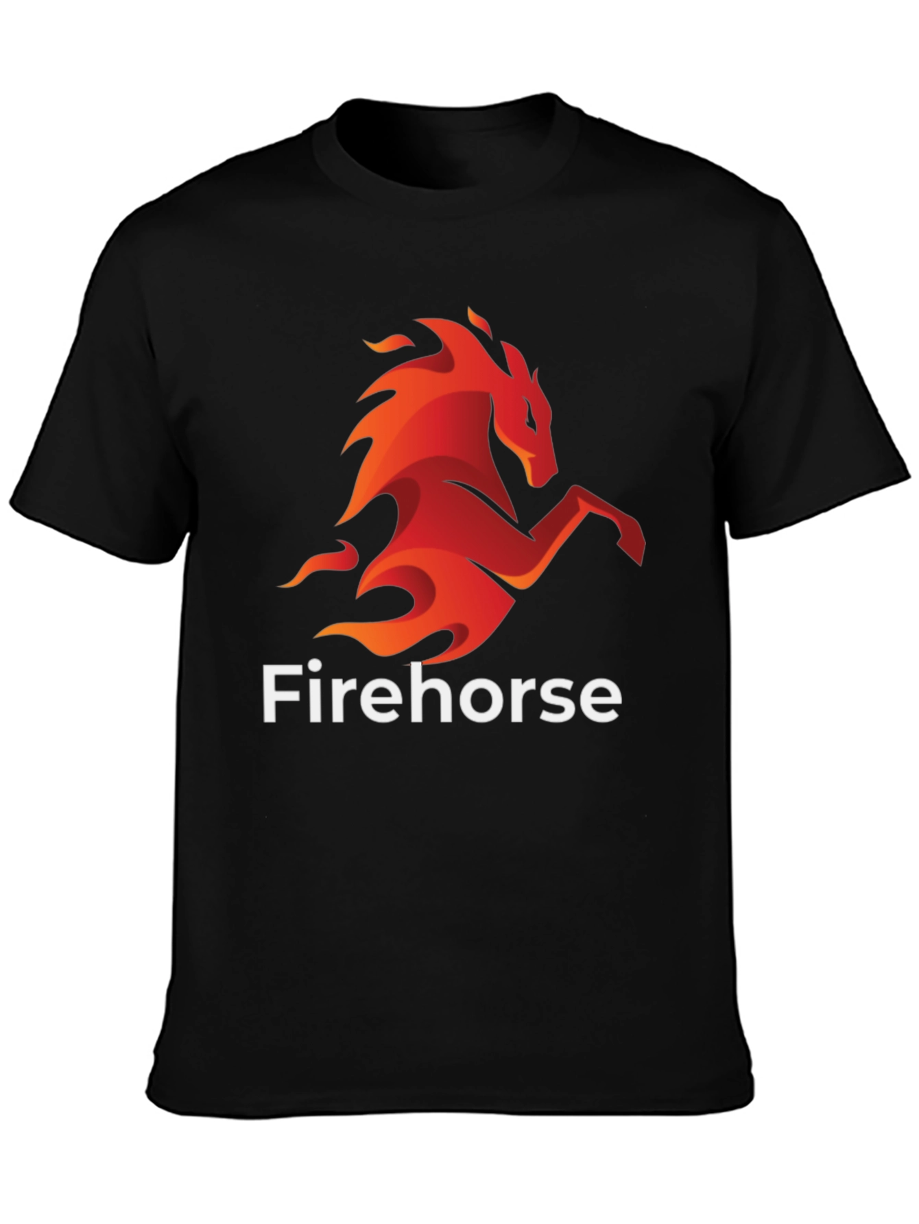 Fiery Horse Graphic Tee - Black Cotton T-Shirt