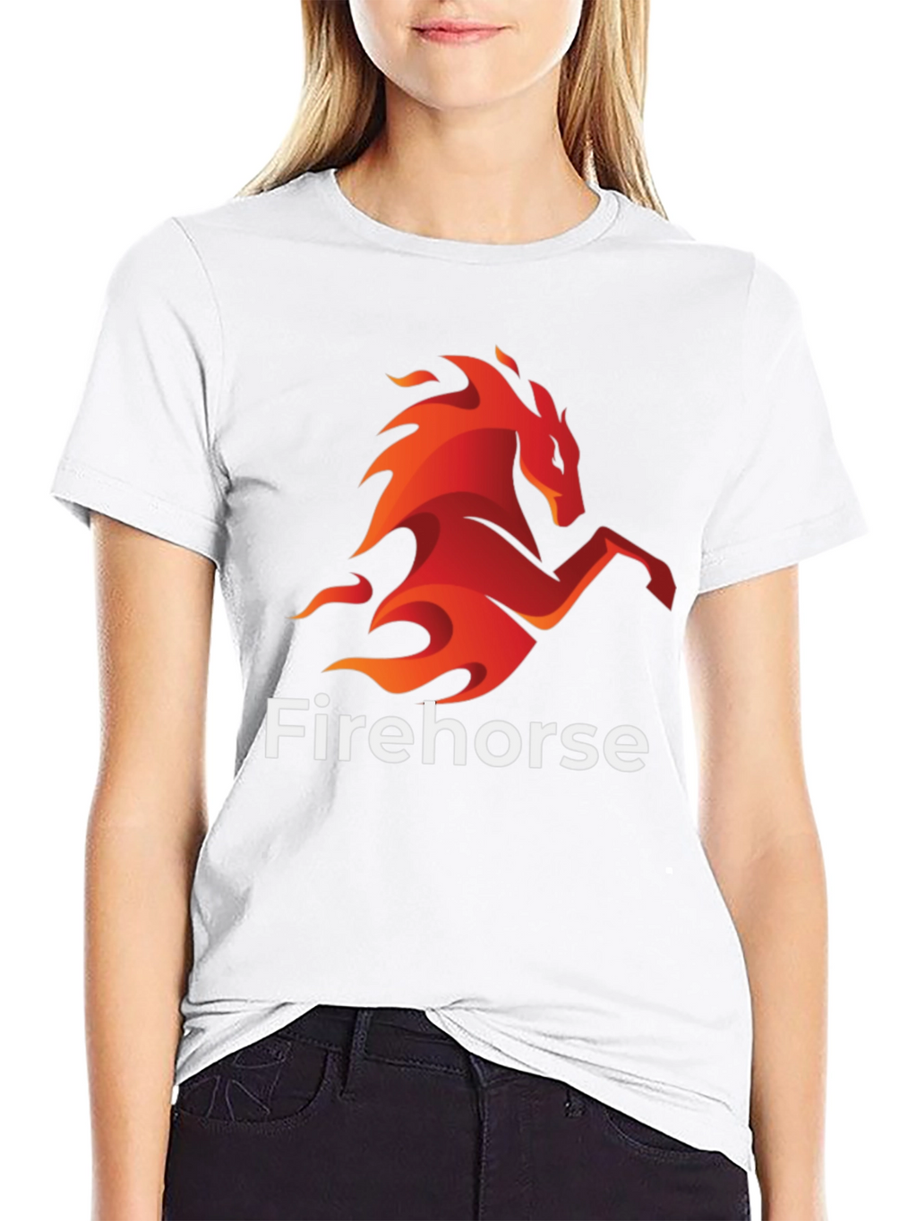 Fiery Horse Graphic Tee - Black Cotton T-Shirt