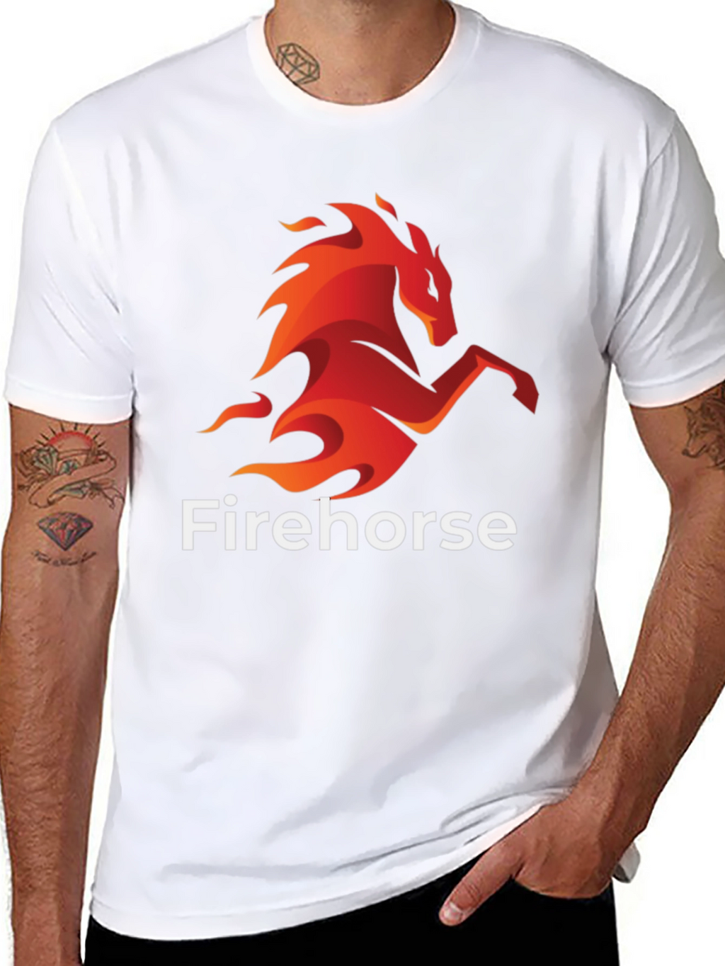 Fiery Horse Graphic Tee - Black Cotton T-Shirt