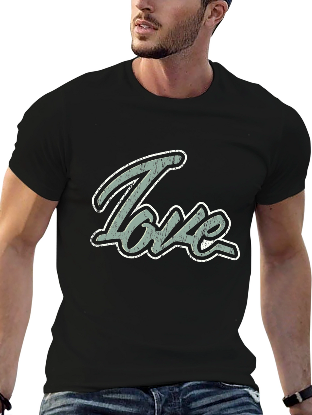 Love Graphic Print Mens Black T-Shirt