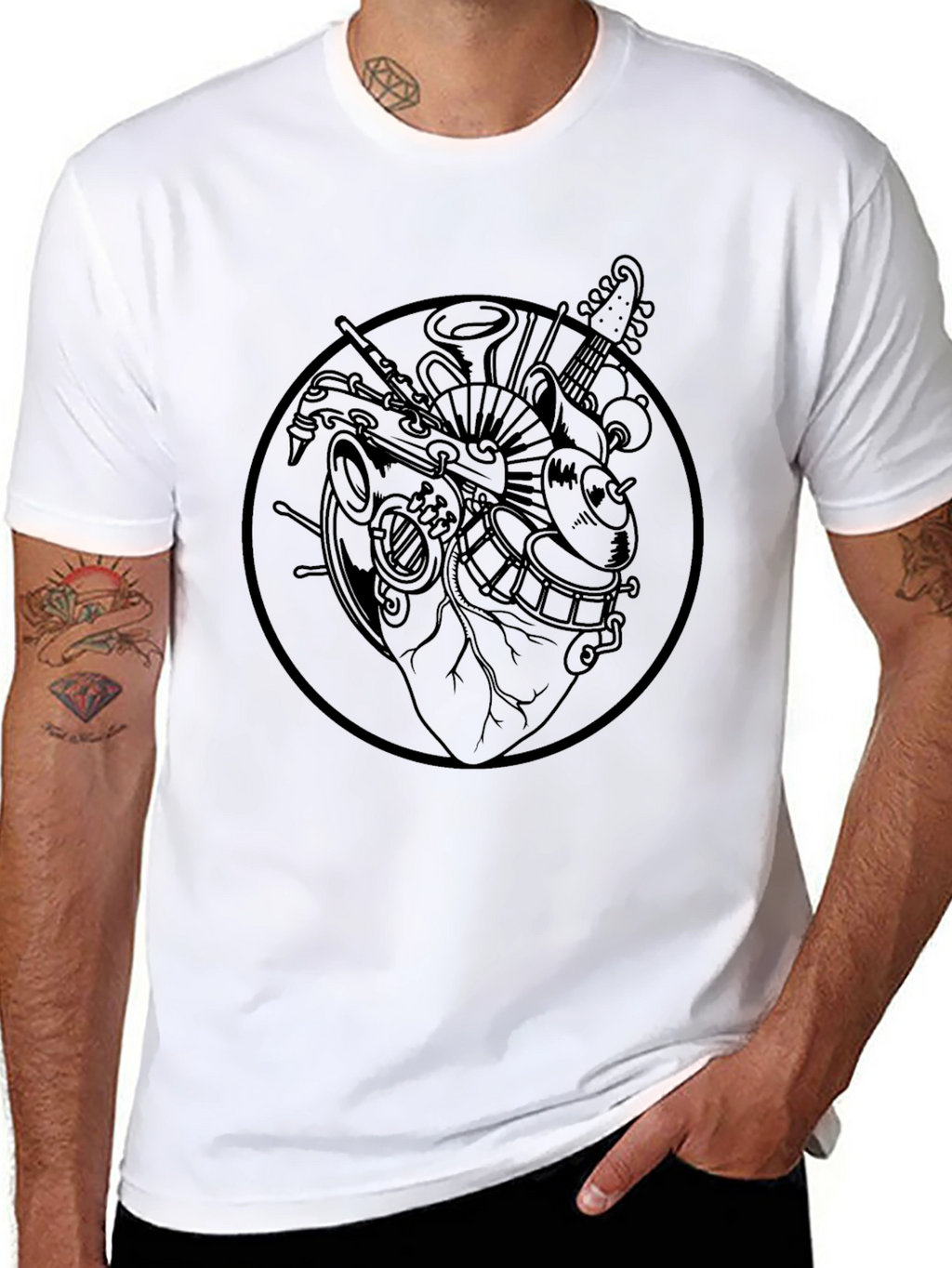 Musical Heart Graphic T-Shirt - Black