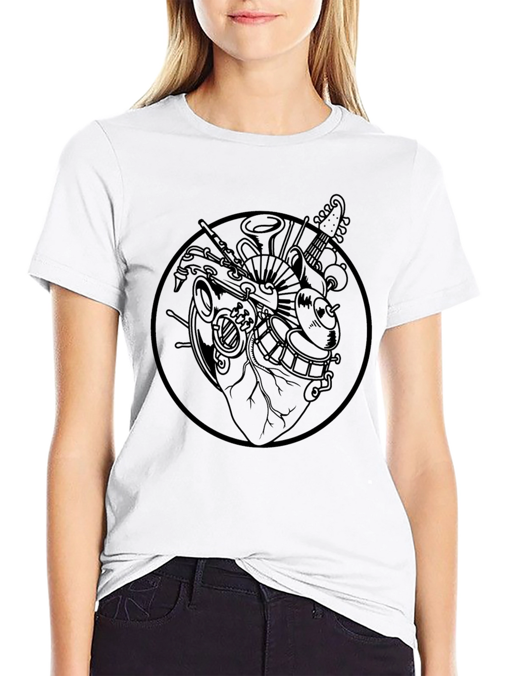 Musical Heart Graphic T-Shirt - Black