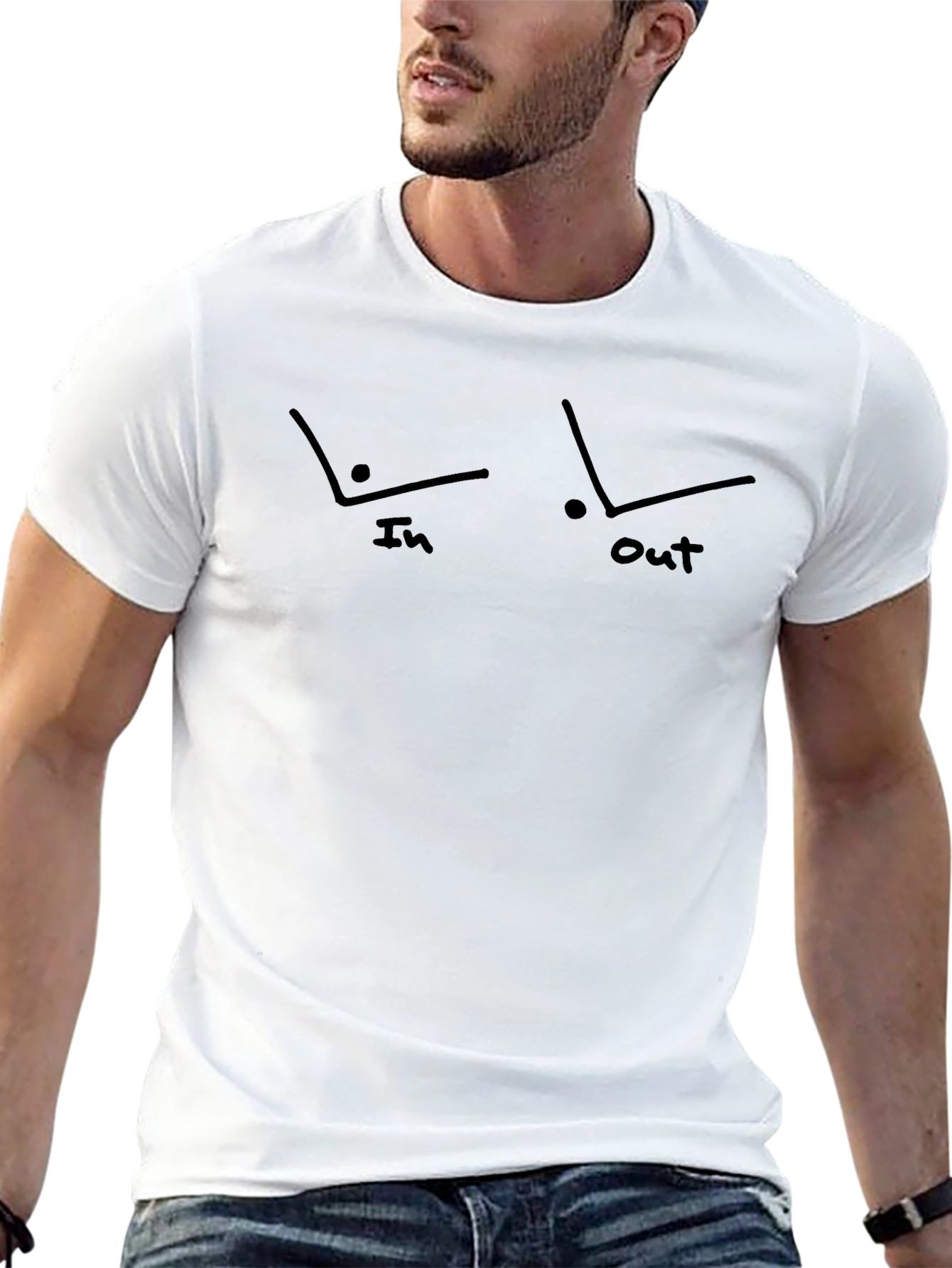 Funny In-Out Line Drawing Mens Black T-Shirt