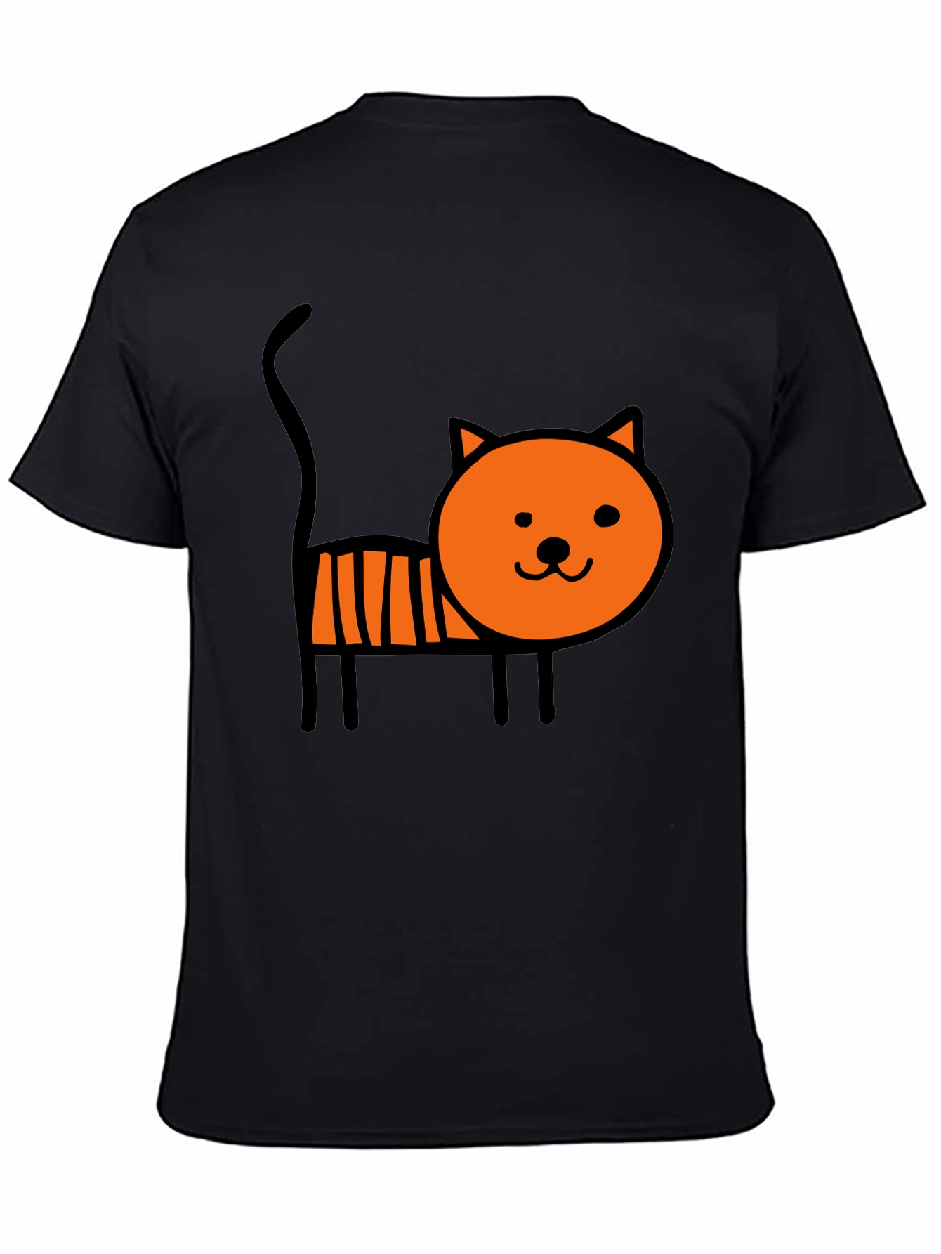 Cute Cartoon Cat Graphic Tee - Soft Black Cotton