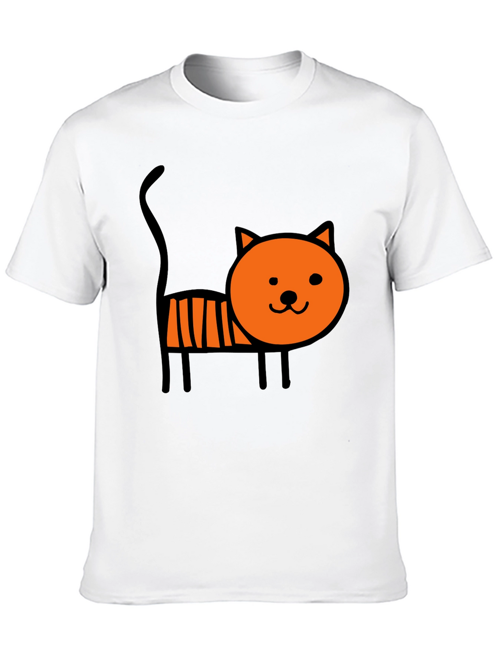 Cute Cartoon Cat Graphic Tee - Soft Black Cotton