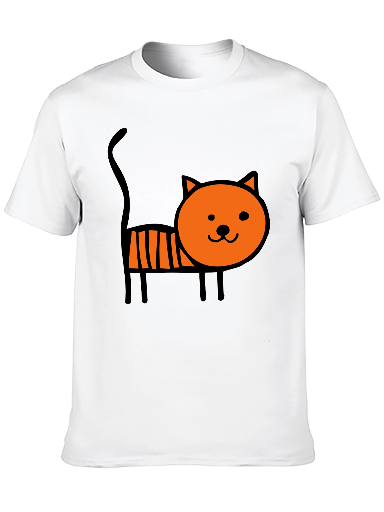 Cute Cartoon Cat Graphic Tee - Soft Black Cotton