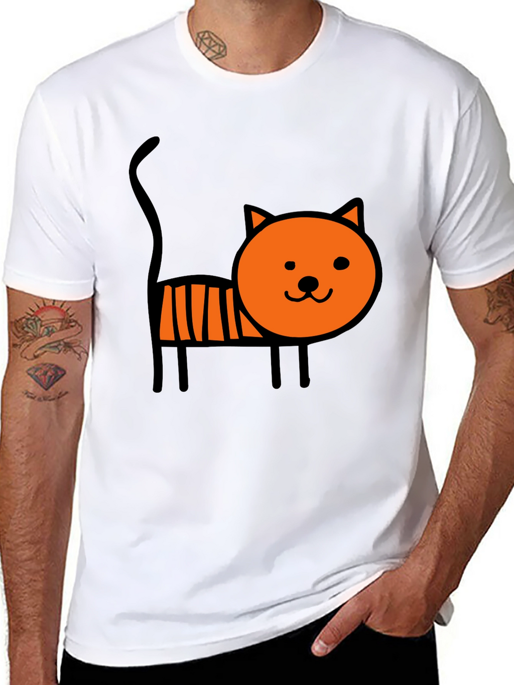 Cute Cartoon Cat Graphic Tee - Soft Black Cotton