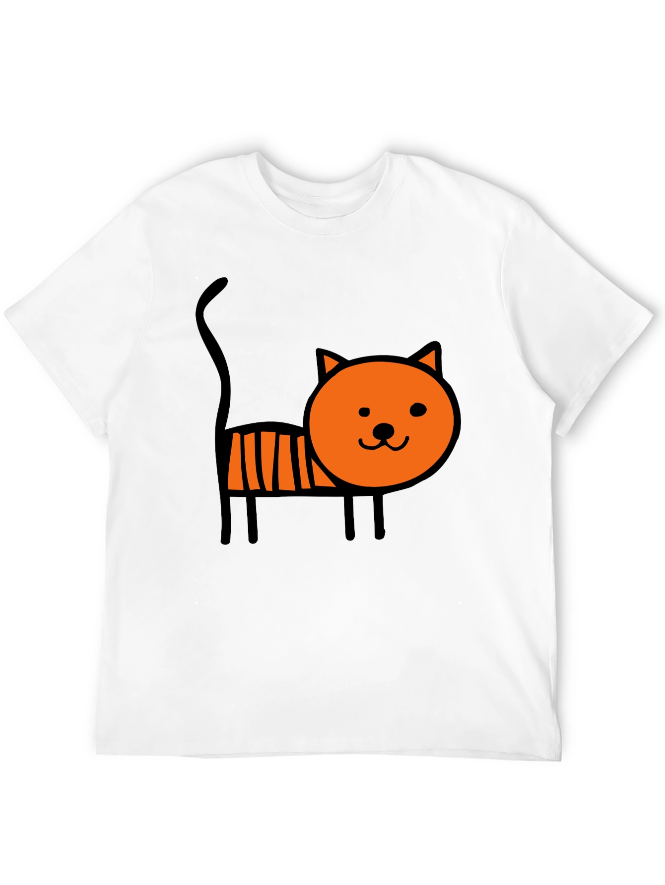 Cute Cartoon Cat Graphic Tee - Soft Black Cotton