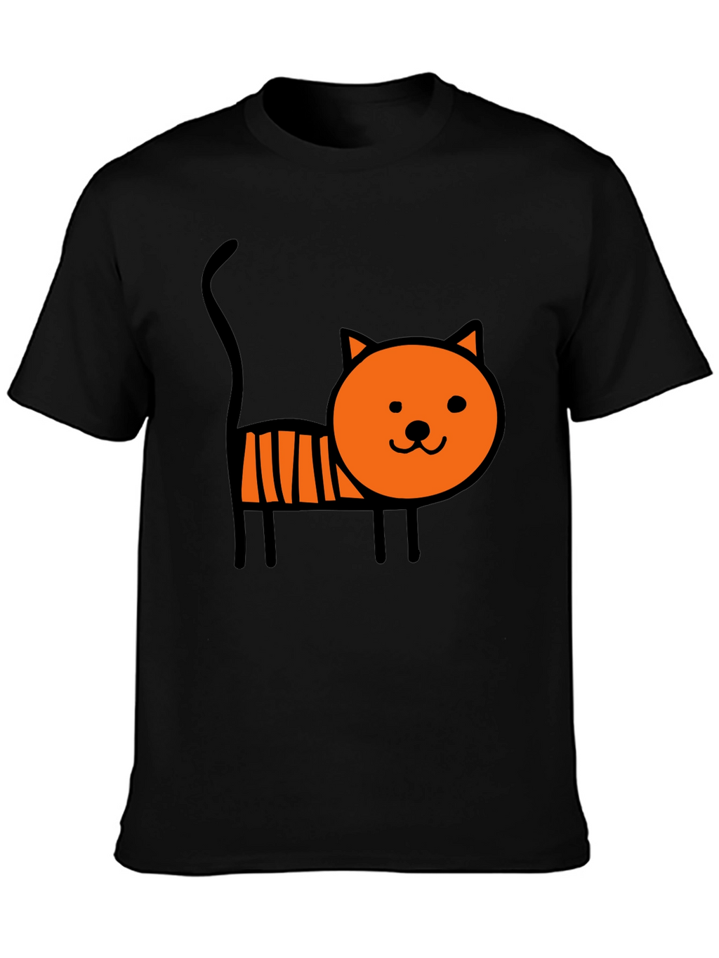 Cute Cartoon Cat Graphic Tee - Soft Black Cotton