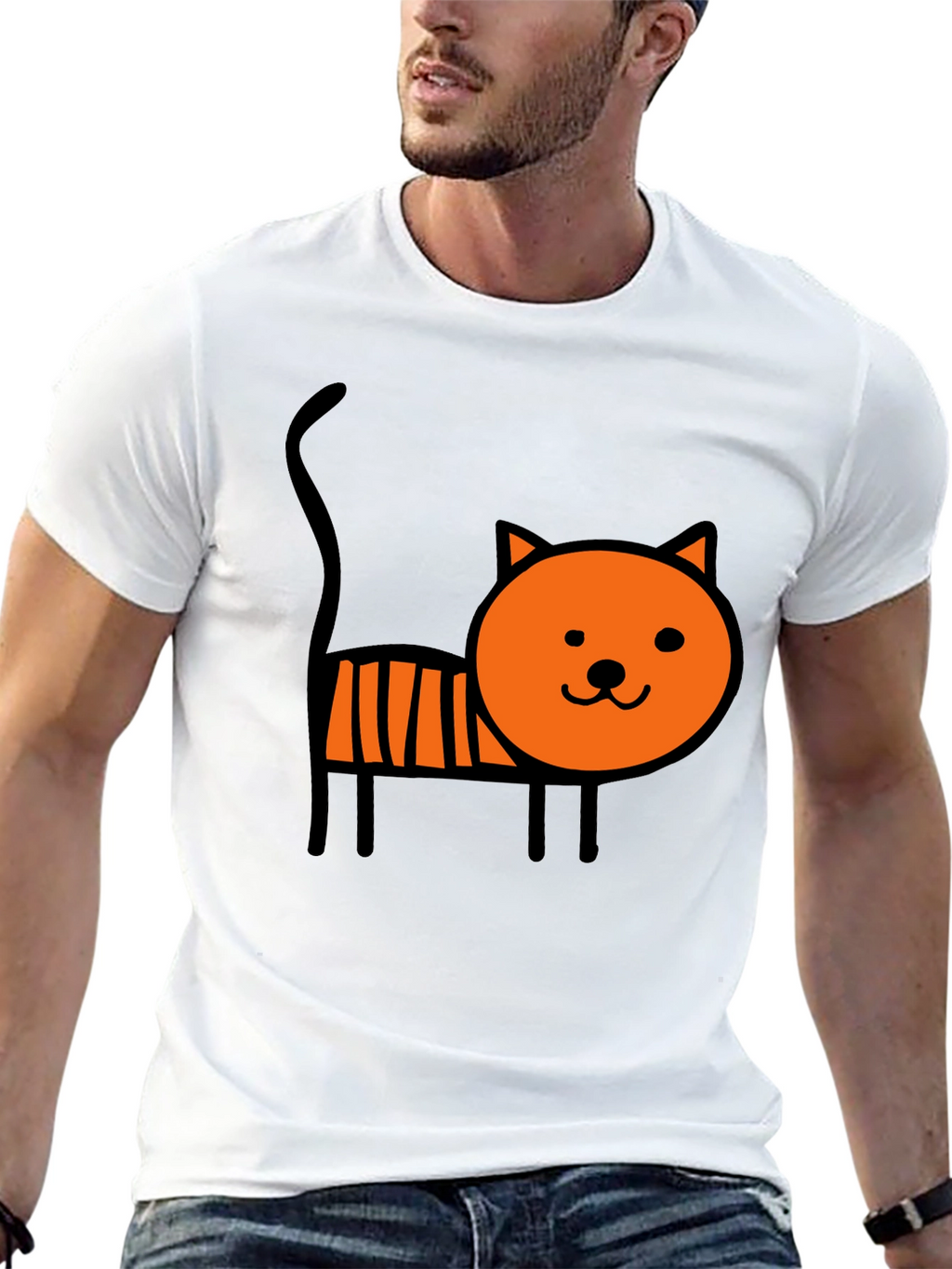 Cute Cartoon Cat Graphic Tee - Soft Black Cotton