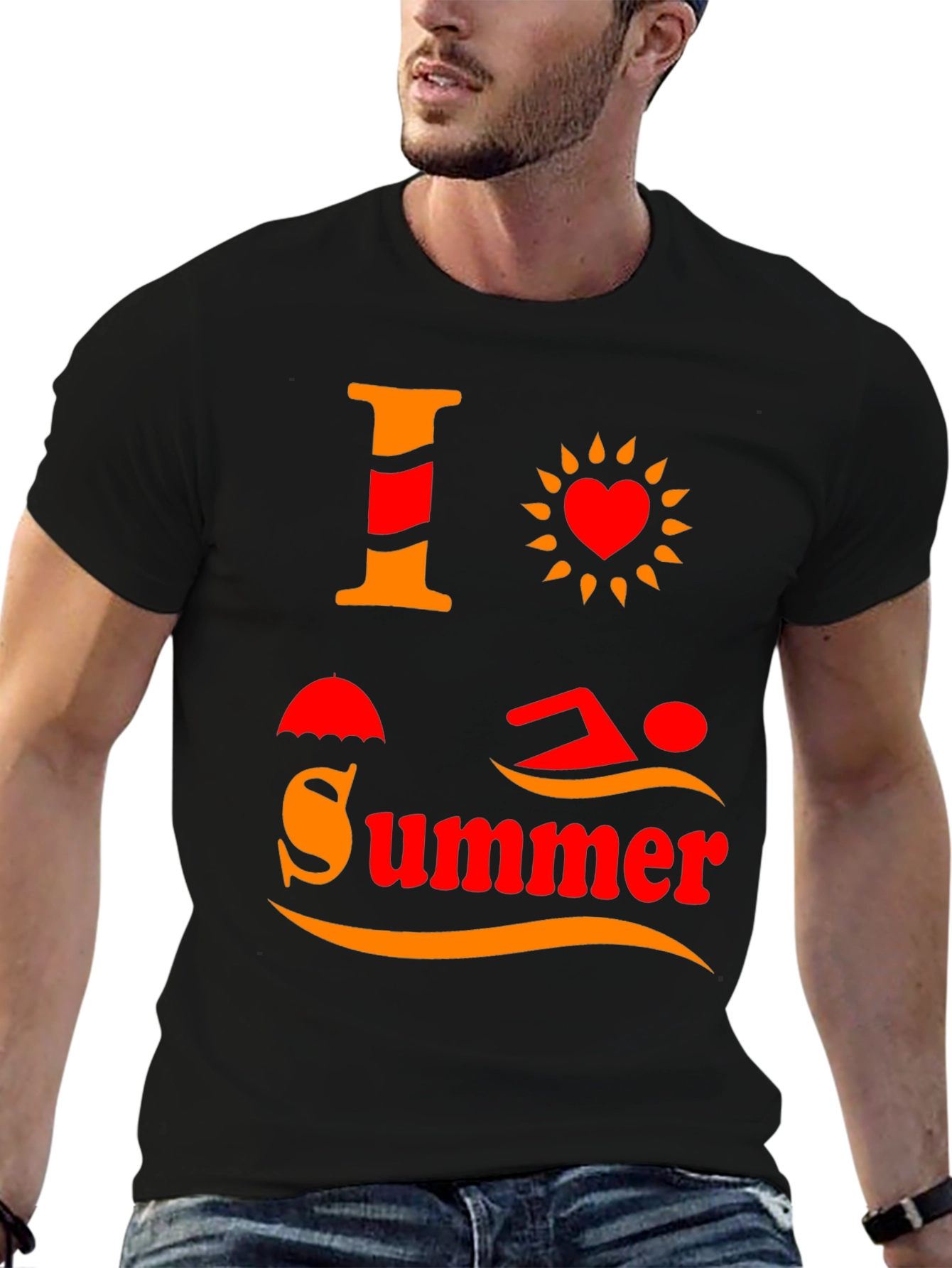 I Love Summer T-Shirt Black Graphic Tee