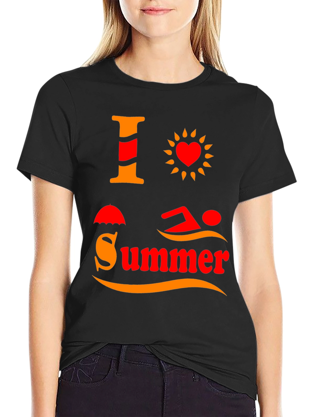 I Love Summer T-Shirt Black Graphic Tee