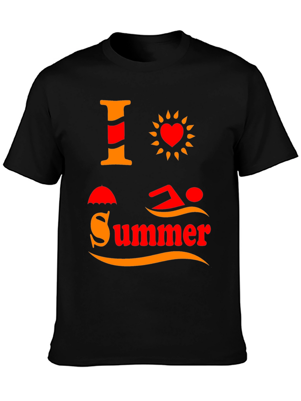 I Love Summer T-Shirt Black Graphic Tee
