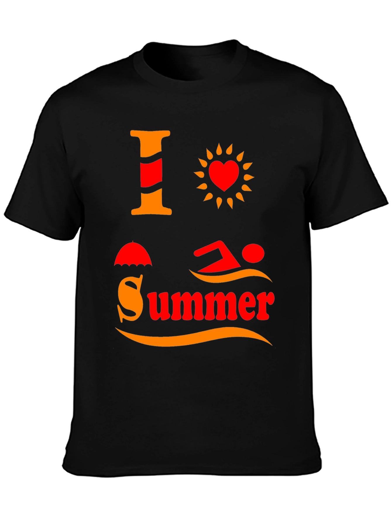 I Love Summer T-Shirt Black Graphic Tee