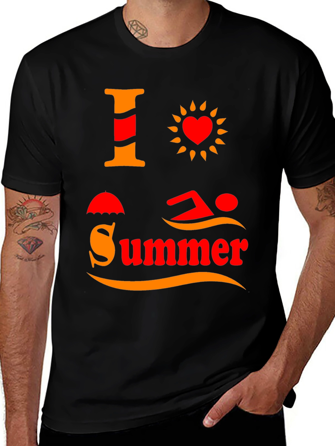 I Love Summer T-Shirt Black Graphic Tee