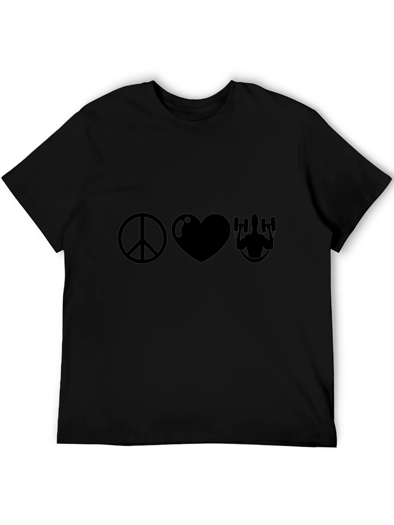 Peace Love Gym T-Shirt - Mens Black Graphic Tee