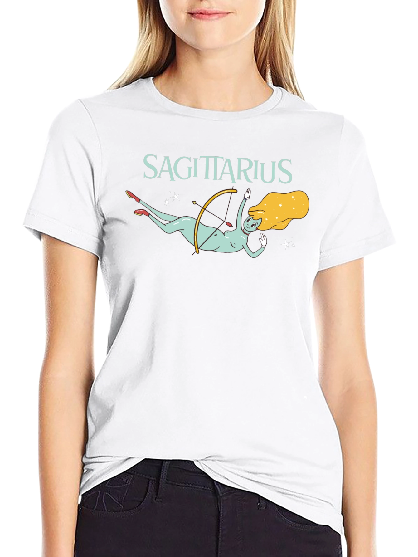 Sagittarius Zodiac Sign Graphic Tee - Black