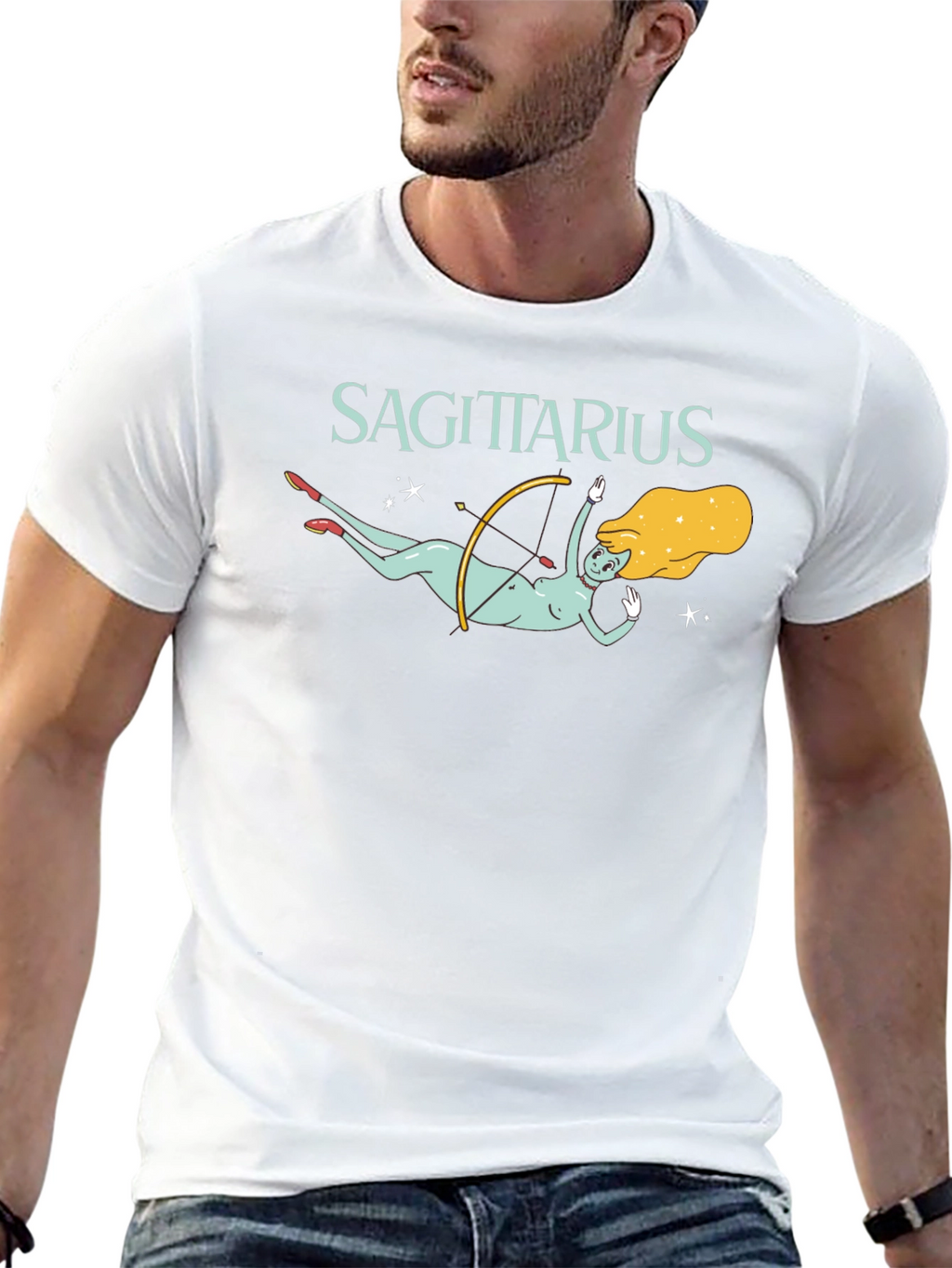 Sagittarius Zodiac Sign Graphic Tee - Black