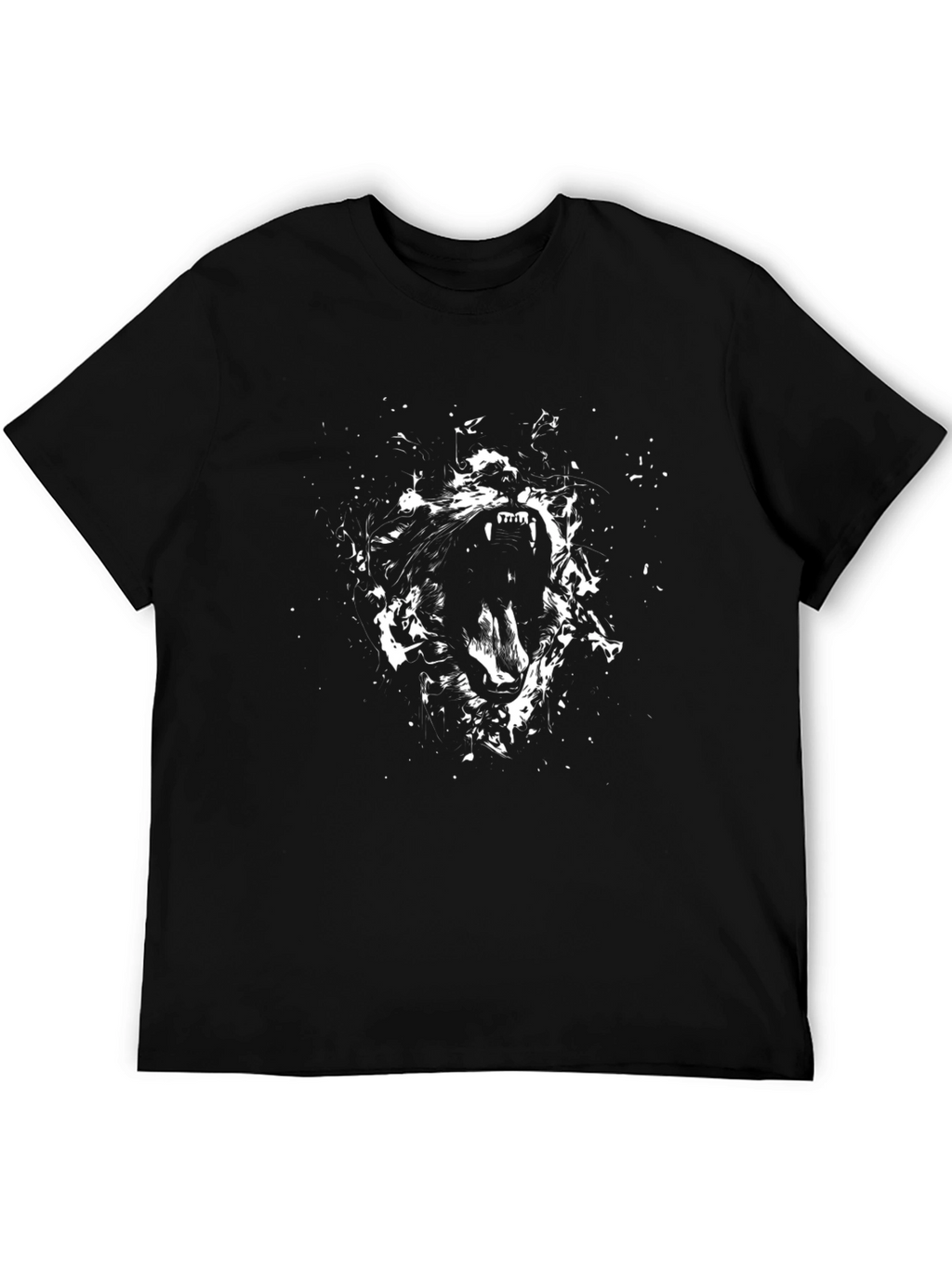 Roaring Wolf Graphic Black T-Shirt